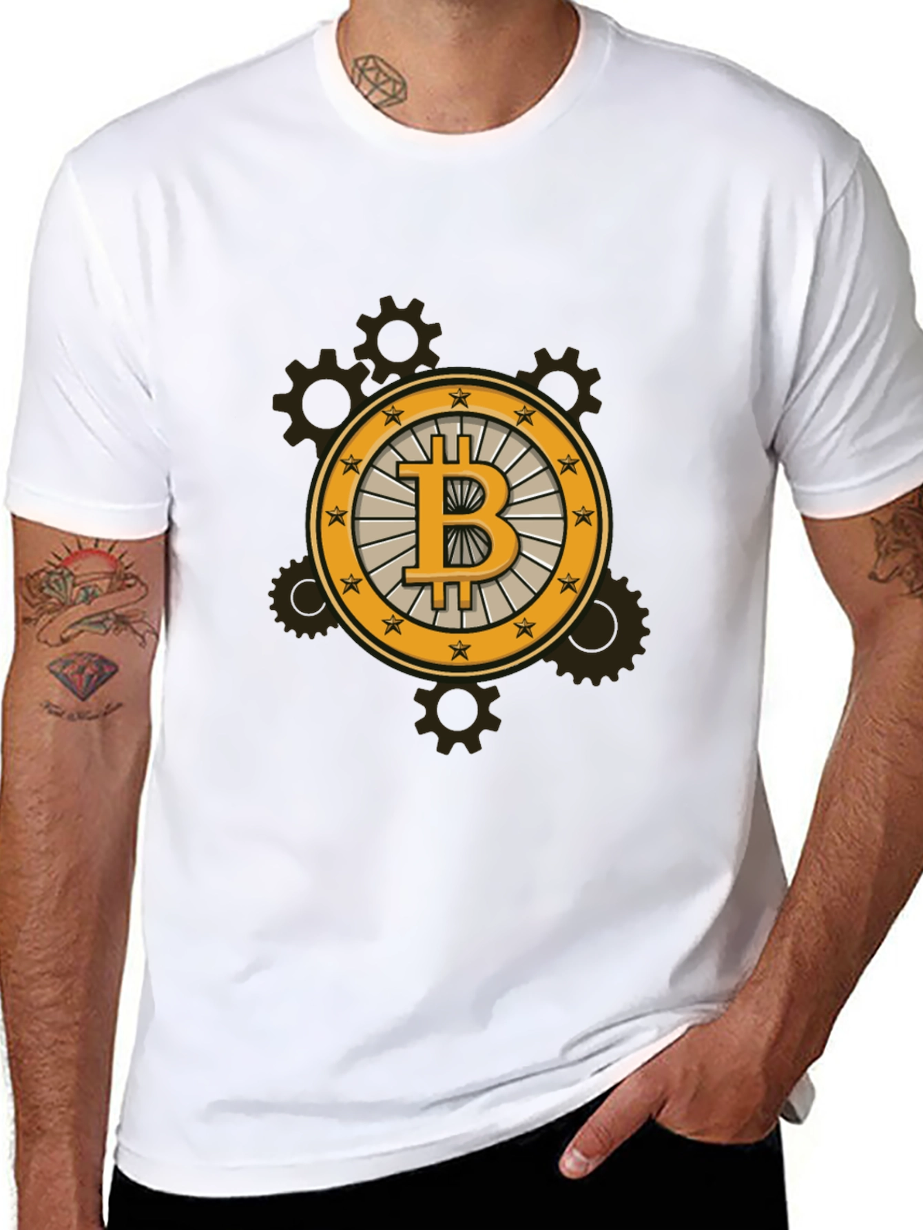 Black Bitcoin Steampunk Black Tee view 8