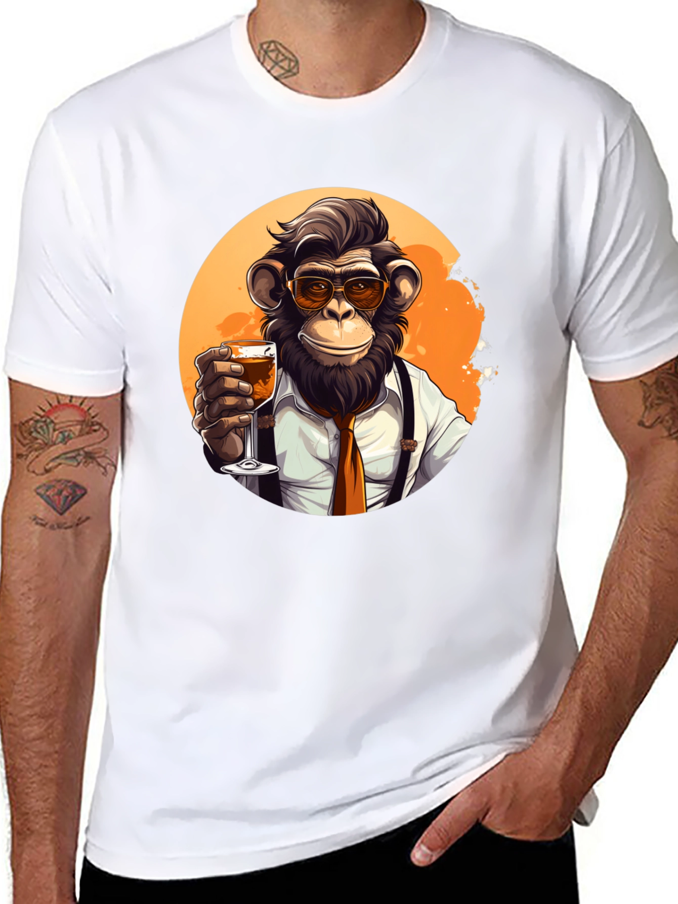 Black Dapper Monkey Black T-Shirt view 8