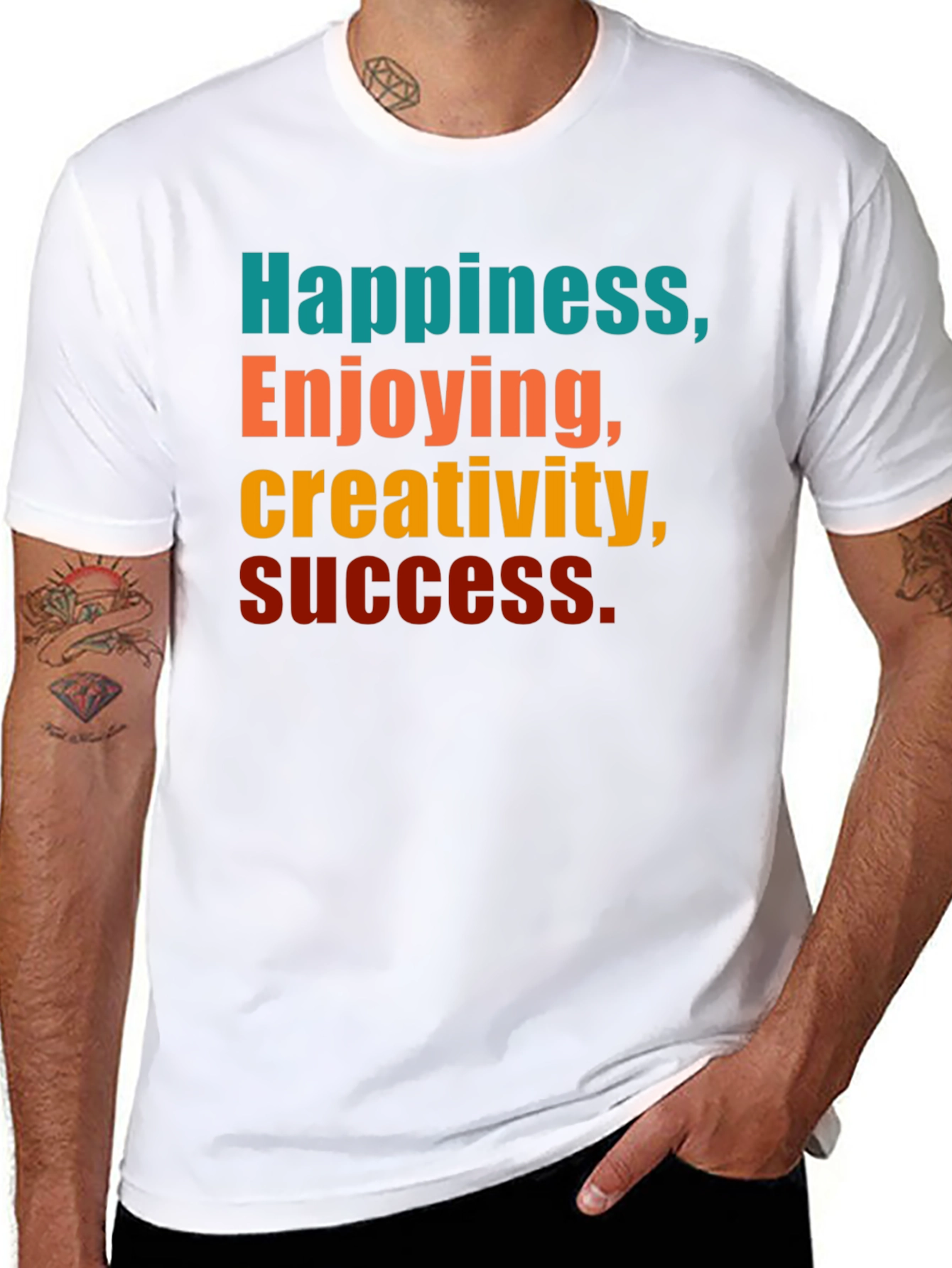 Black Happiness Creativity Success Graphic T-Shirt view 8