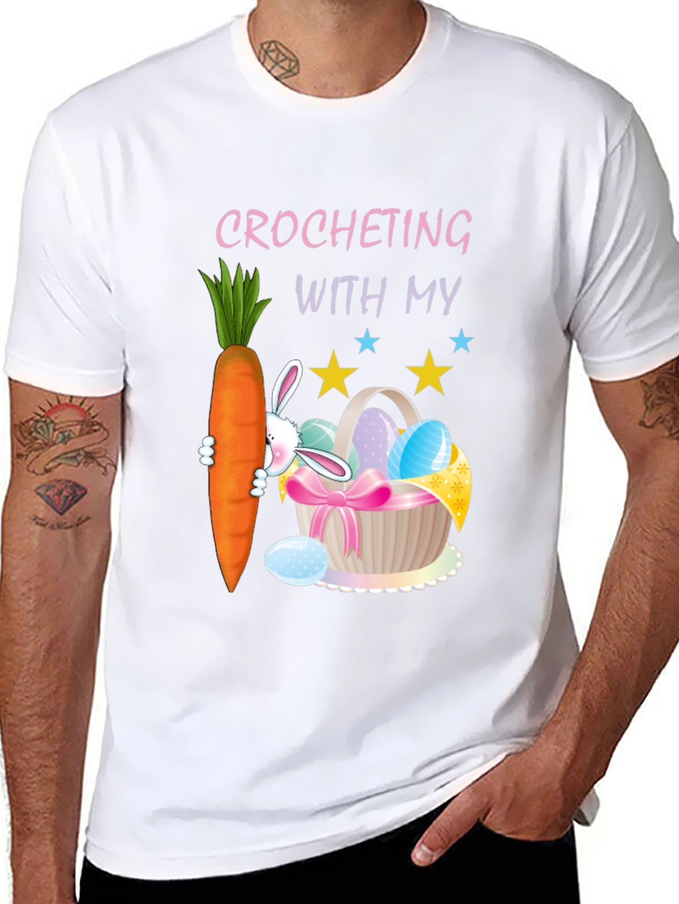 Black Crocheting Easter Bunny Carrot T-Shirt view 8