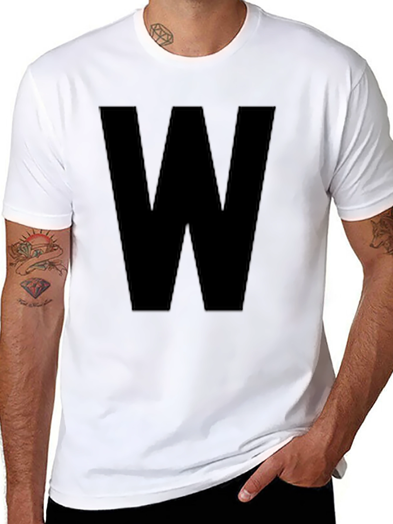 Black Bold Initial Tee - Black Letter W Graphic T-Shirt view 8