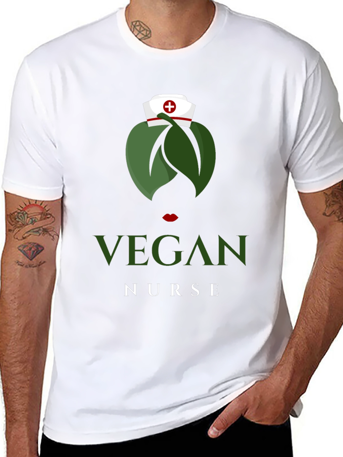 Black Vegan Nurse T-Shirt - Unique Graphic Tee view 8