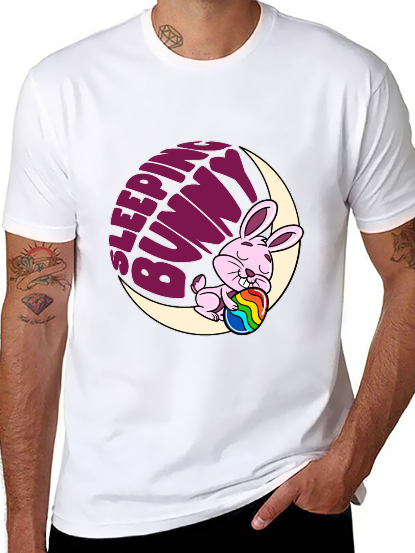 Black Sleeping Bunny Graphic Tee - Easter Holiday Shirt view 8