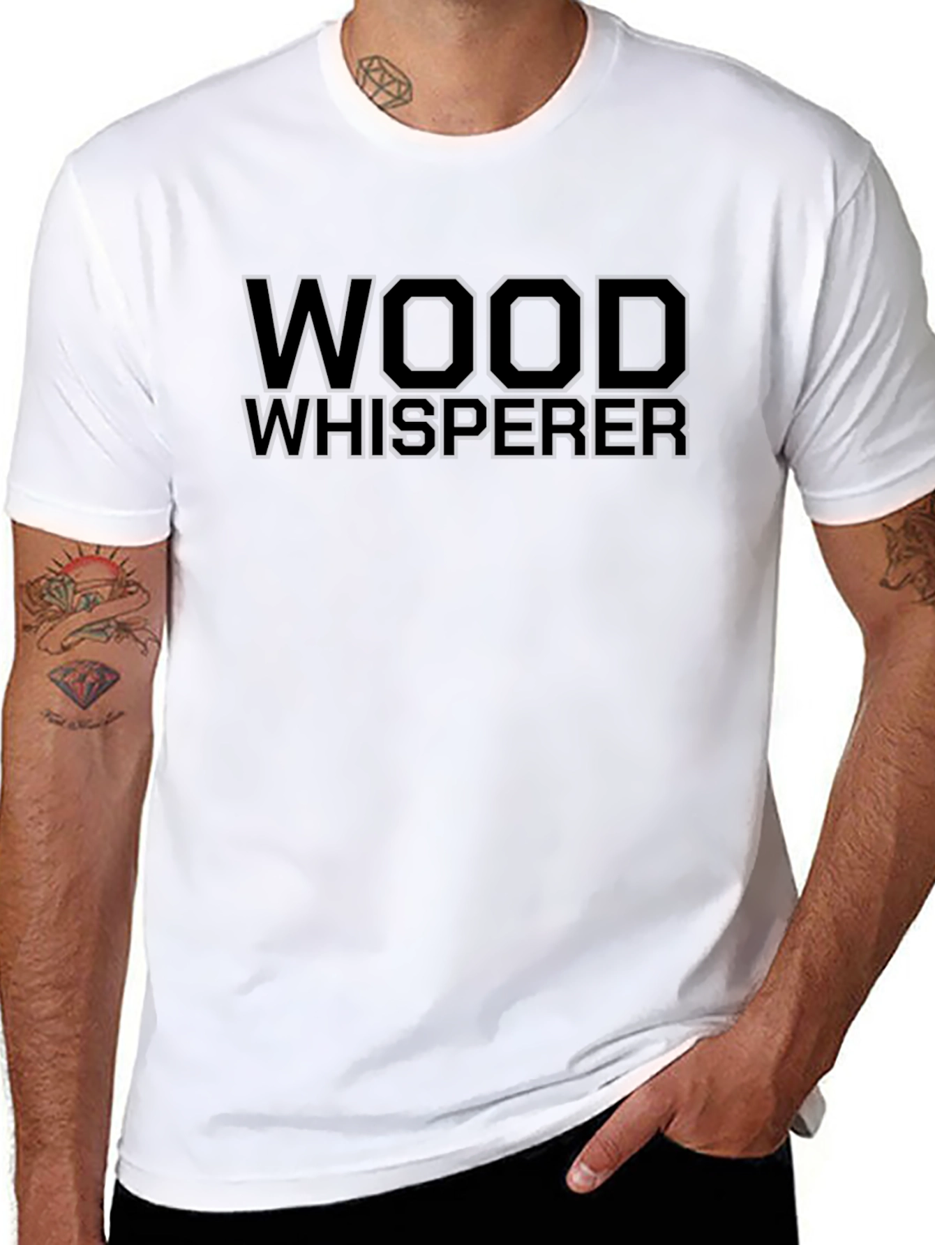 Black Wood Whisperer Graphic T-Shirt - Black Crew Neck Tee view 8