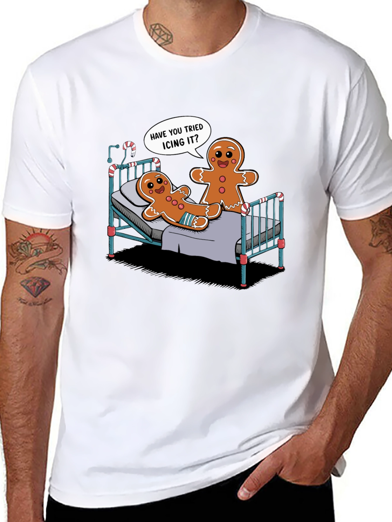 Black Funny Gingerbread Icing T-Shirt view 8
