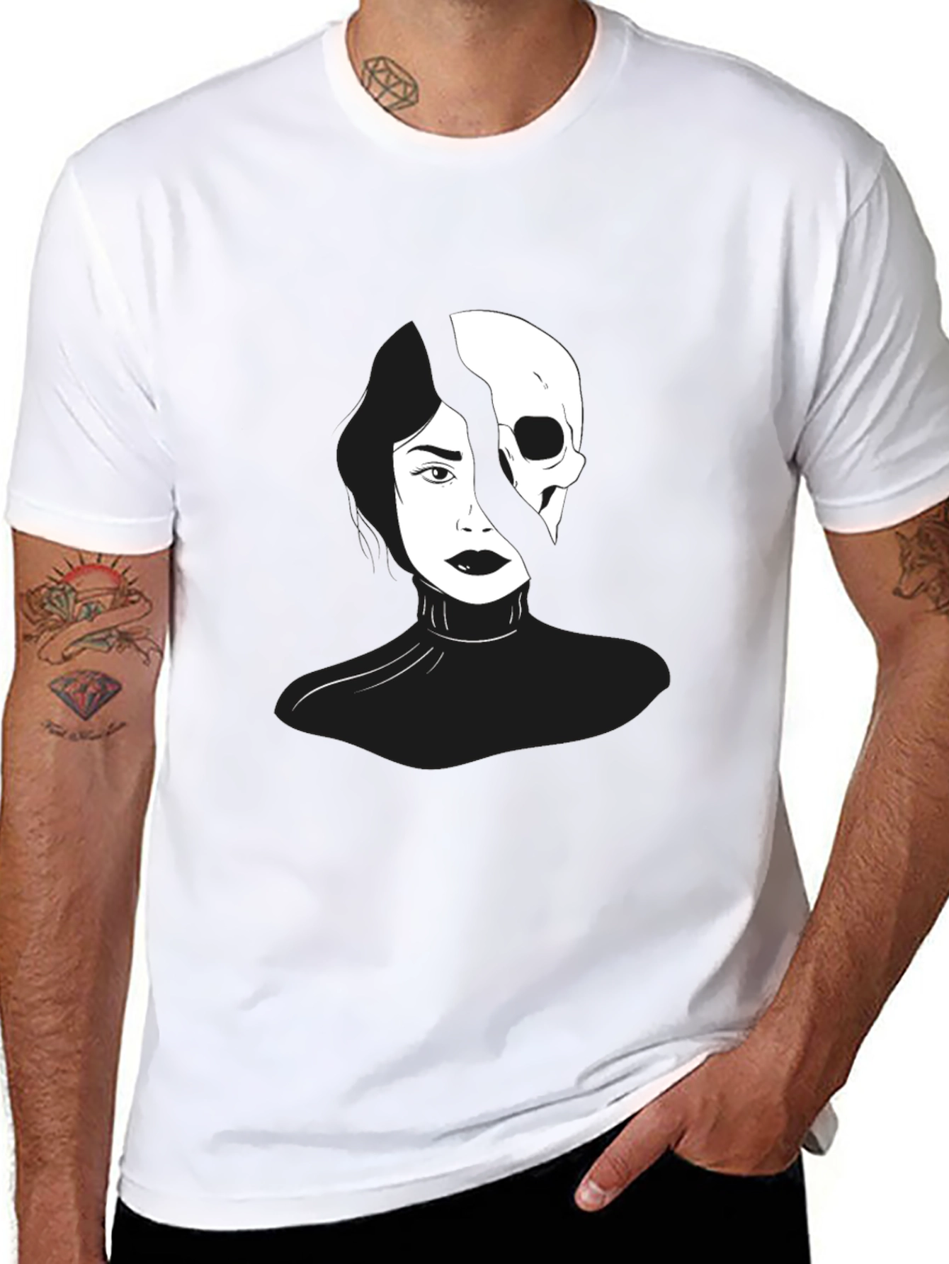 Black Split Face Graphic T-Shirt view 8