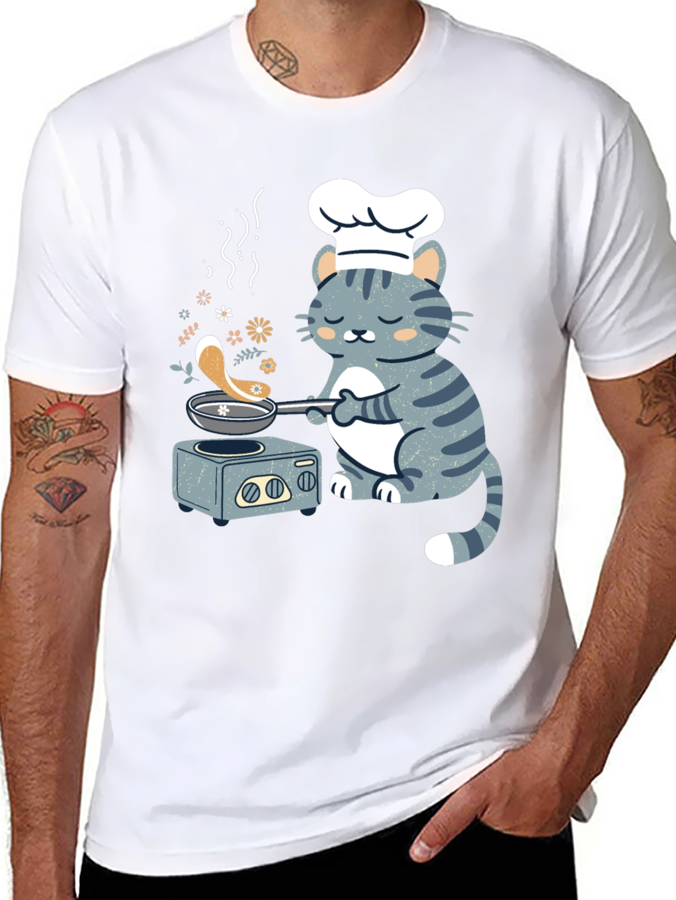 Black Chef Cat T-Shirt - Funny Cooking Kitten Tee view 8