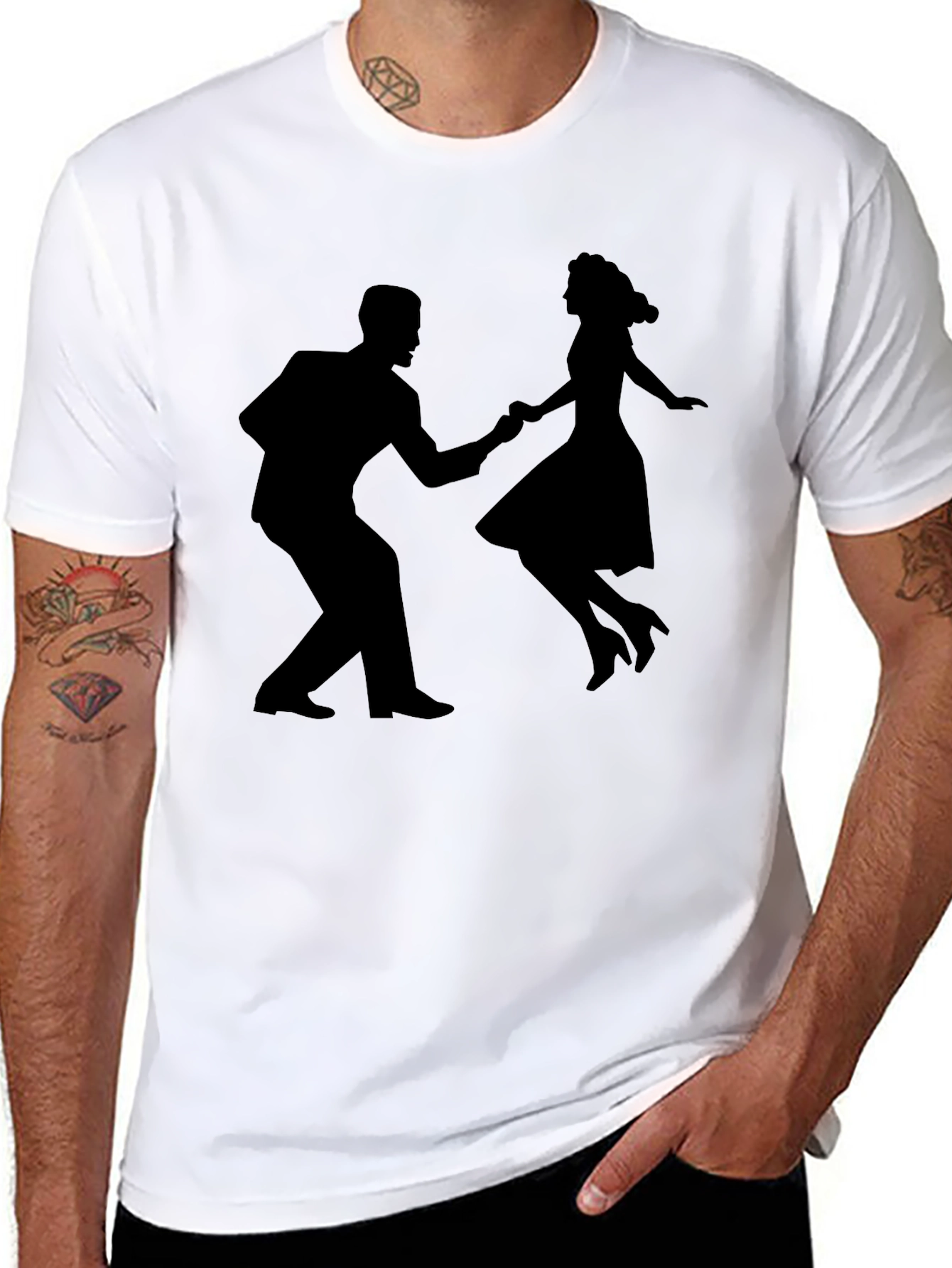 Black Retro Dance T-Shirt - Swing Style Graphic Tee view 8