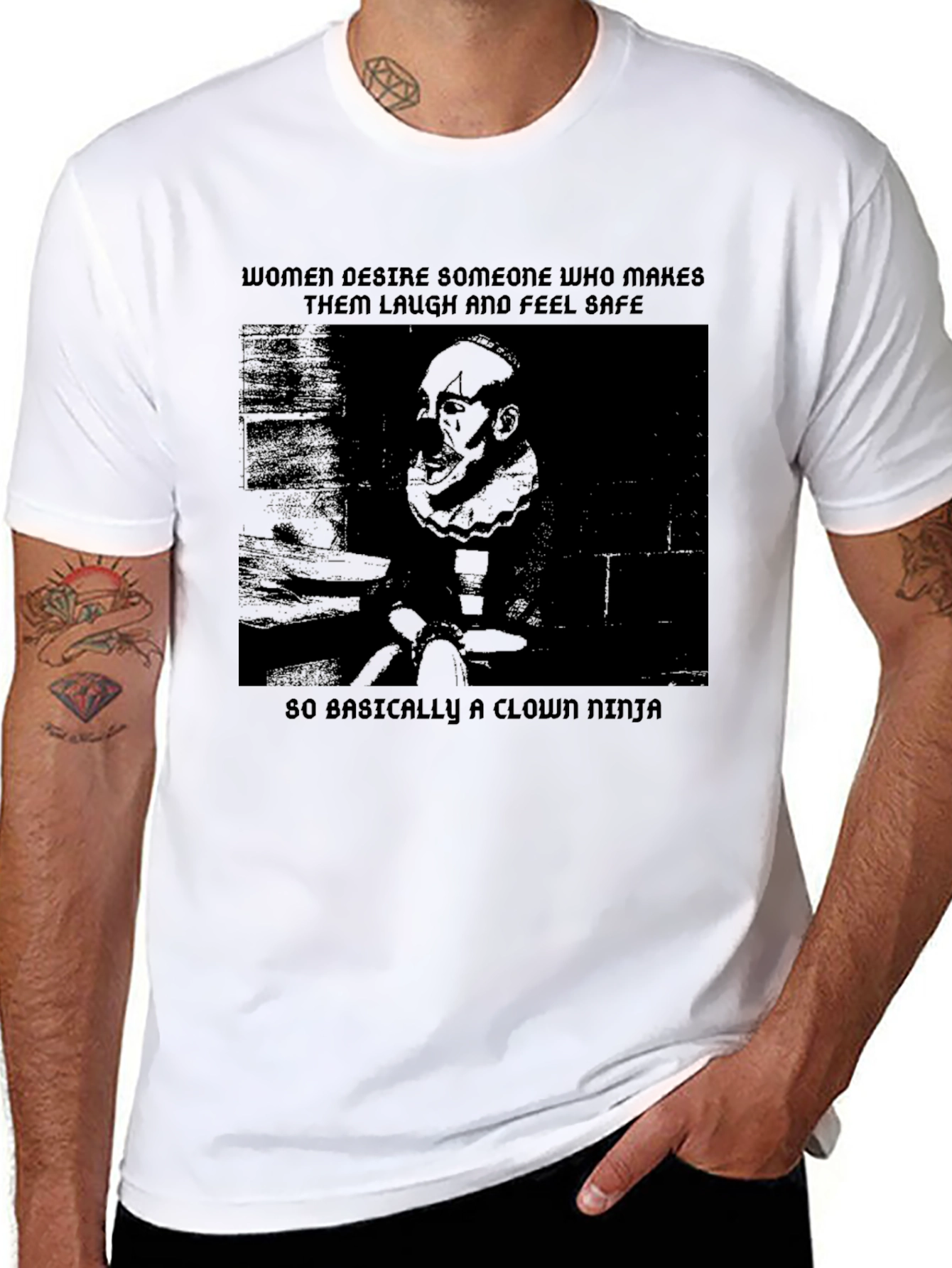 Black Clown Ninja Graphic Tee - Funny Humor Novelty T-Shirt view 8