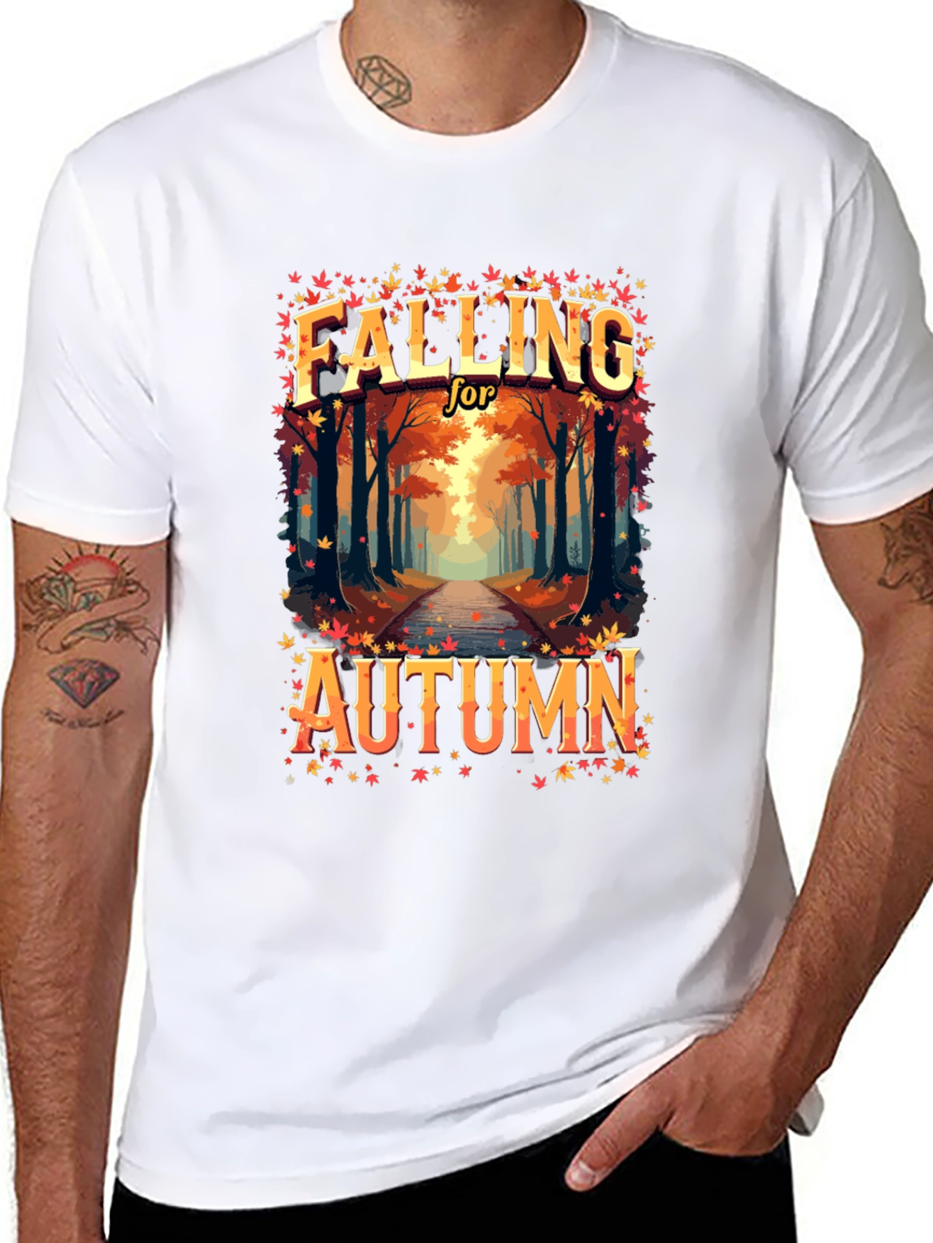 Black Falling for Autumn T-Shirt view 8