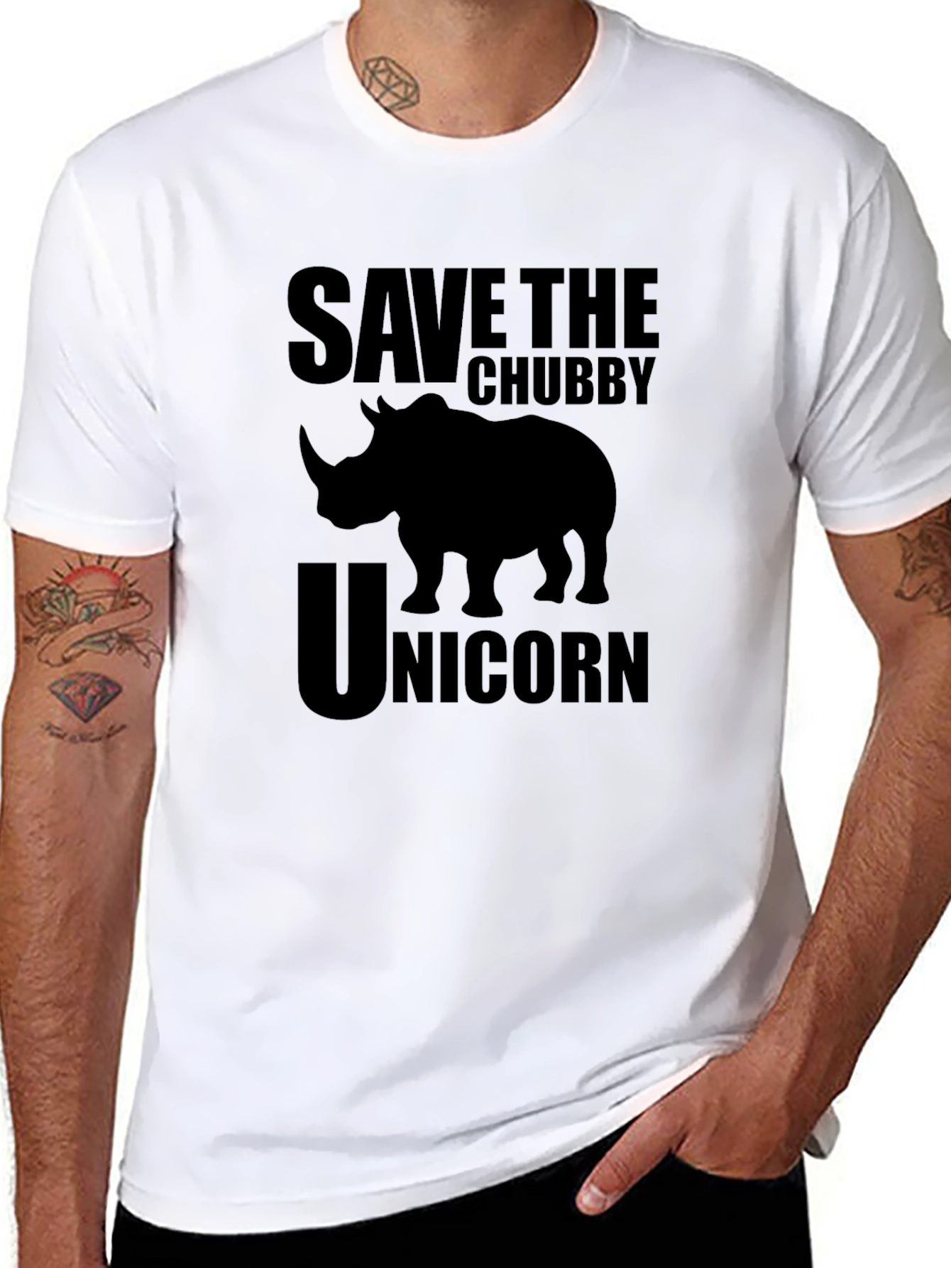 Black Save the Chubby Unicorn T-Shirt view 8