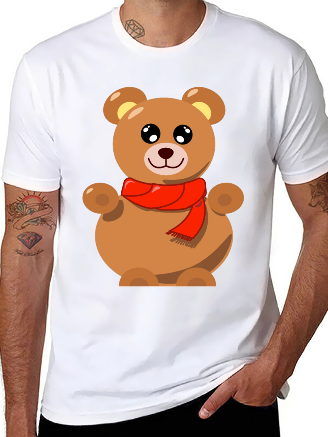 Black Cute Teddy Bear Graphic Tee - Black view 8