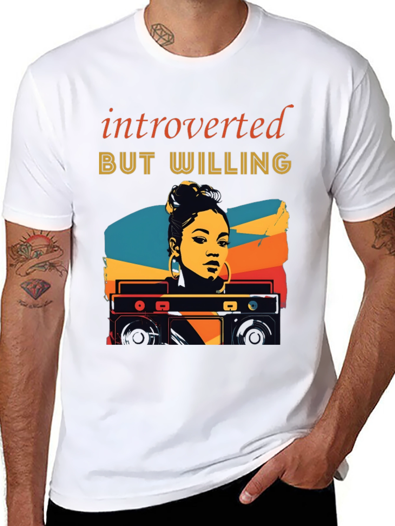 Black Introverted But Willing Graphic T-Shirt view 8