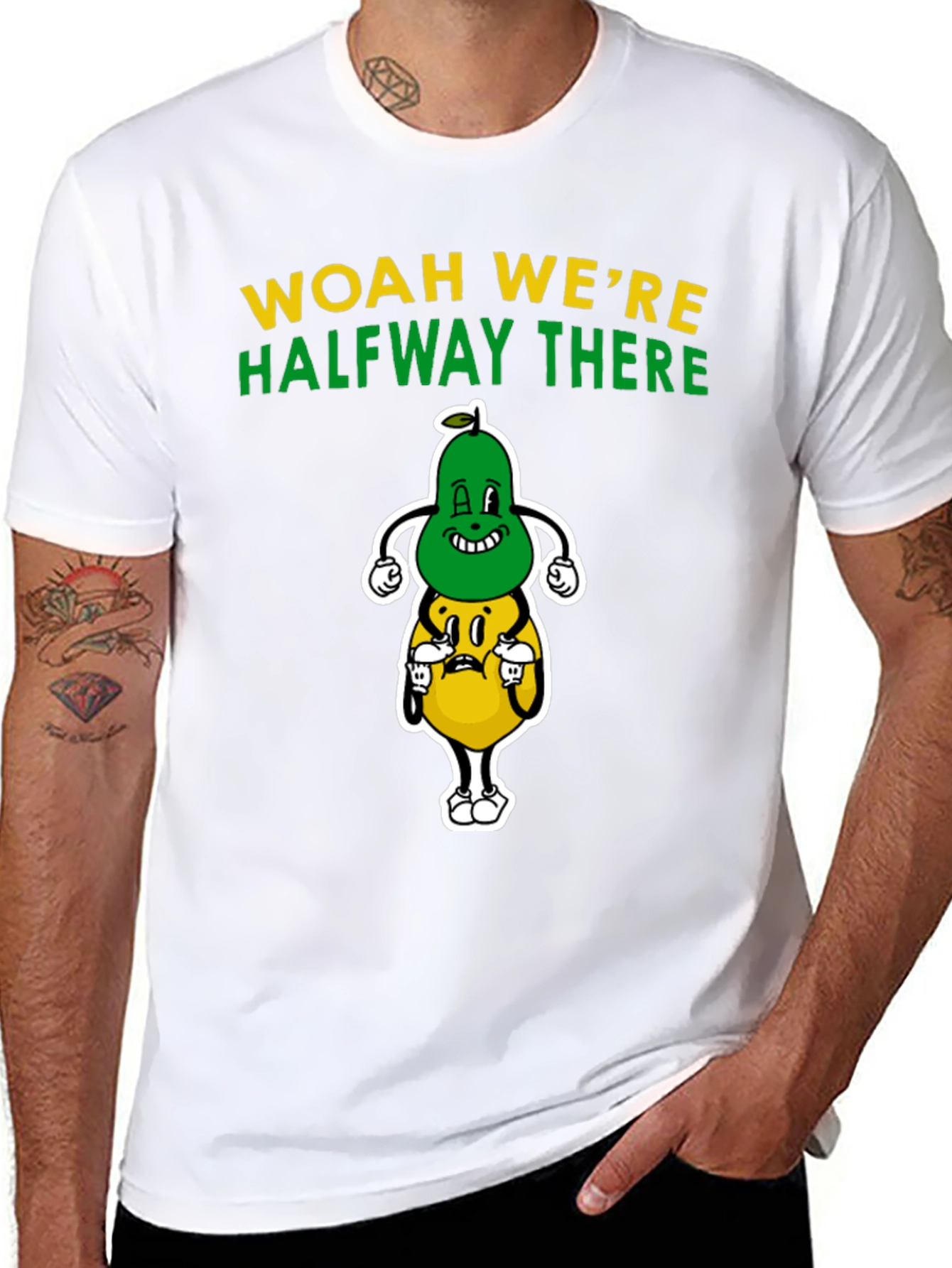 Black Woah We're Halveway There Cartoon Graphic T-Shirt view 8