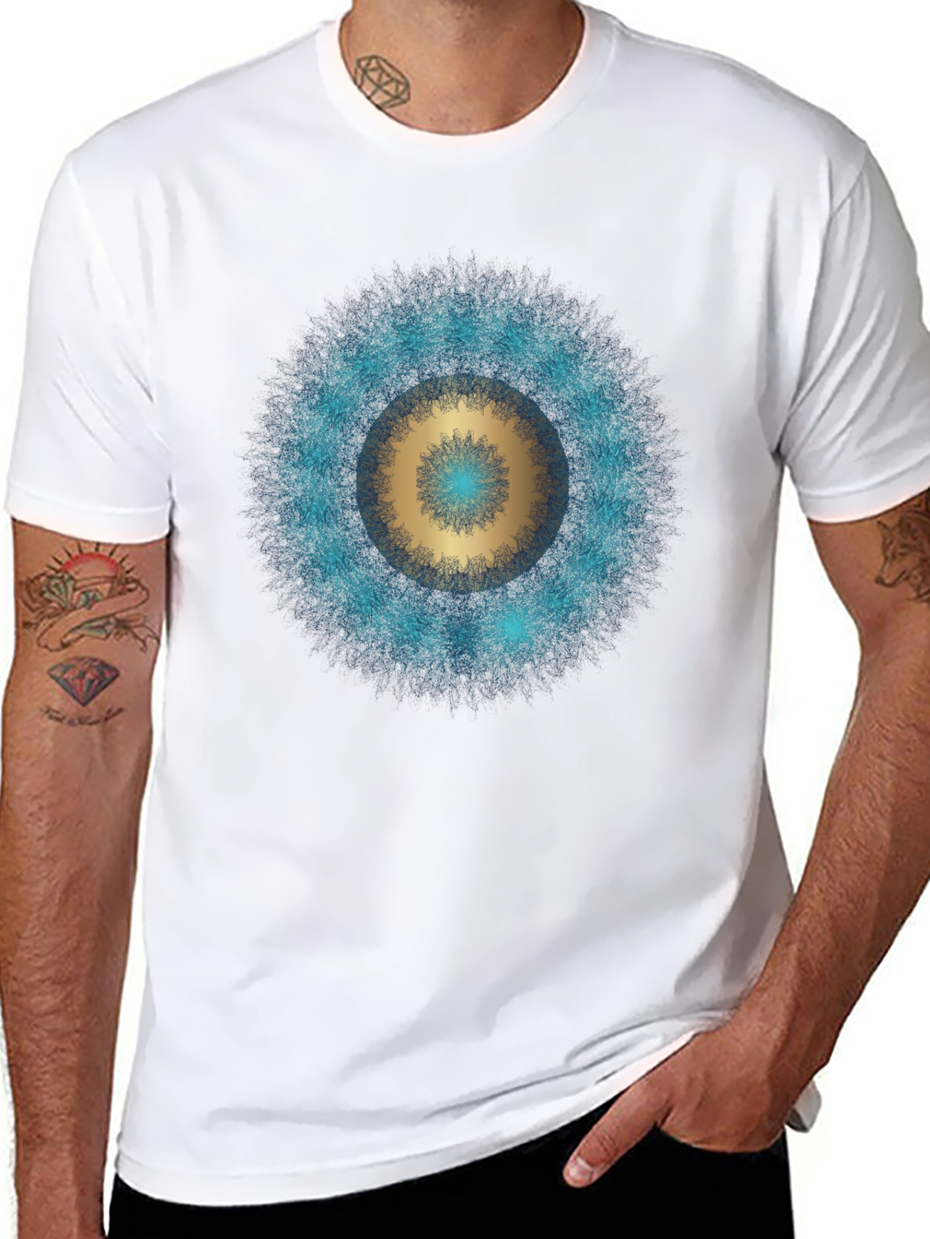 Black Cosmic Mandala Graphic T-Shirt - Black view 8