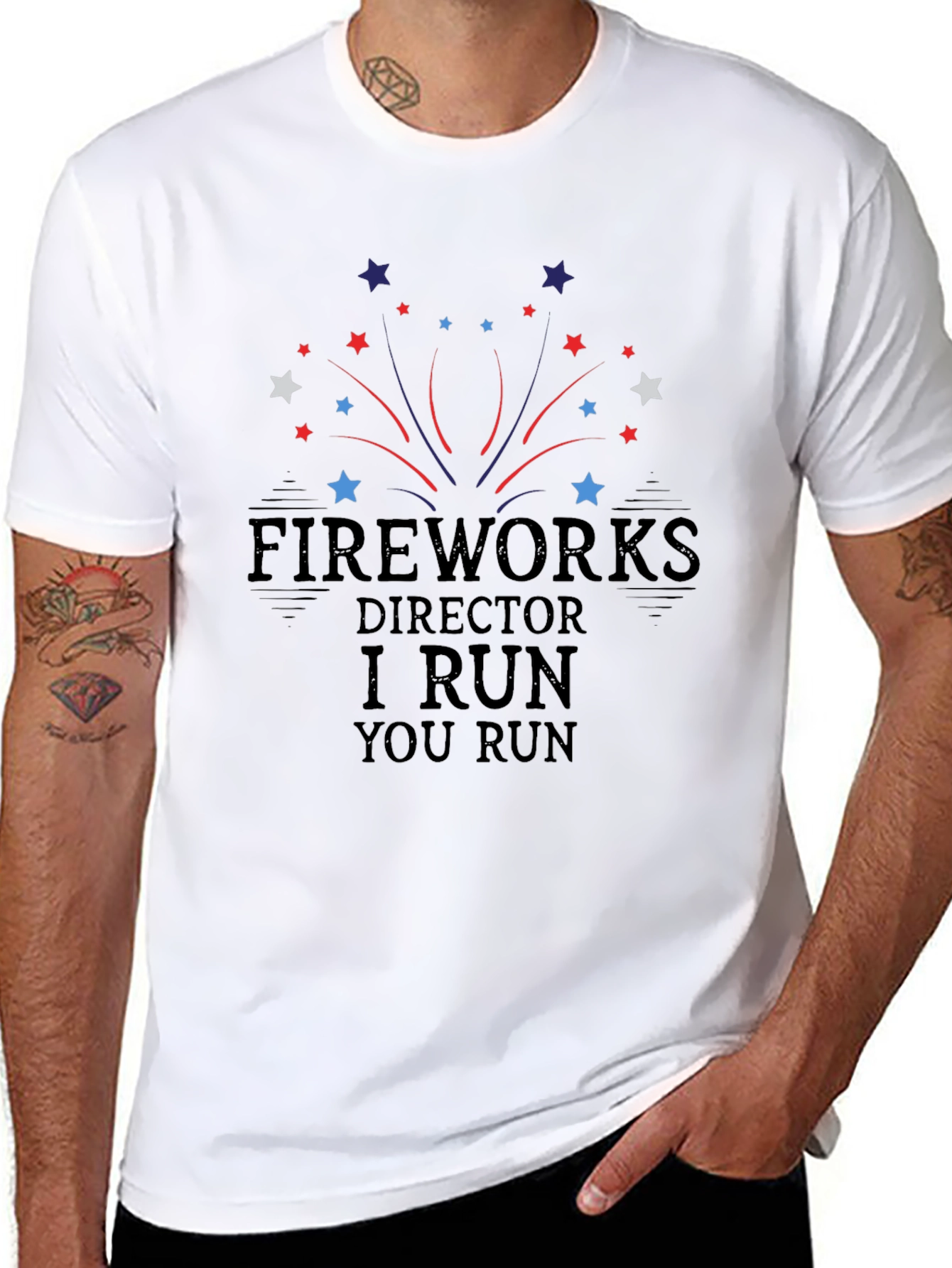 Black Fireworks Director I Run You Run Graphic Tee view 8