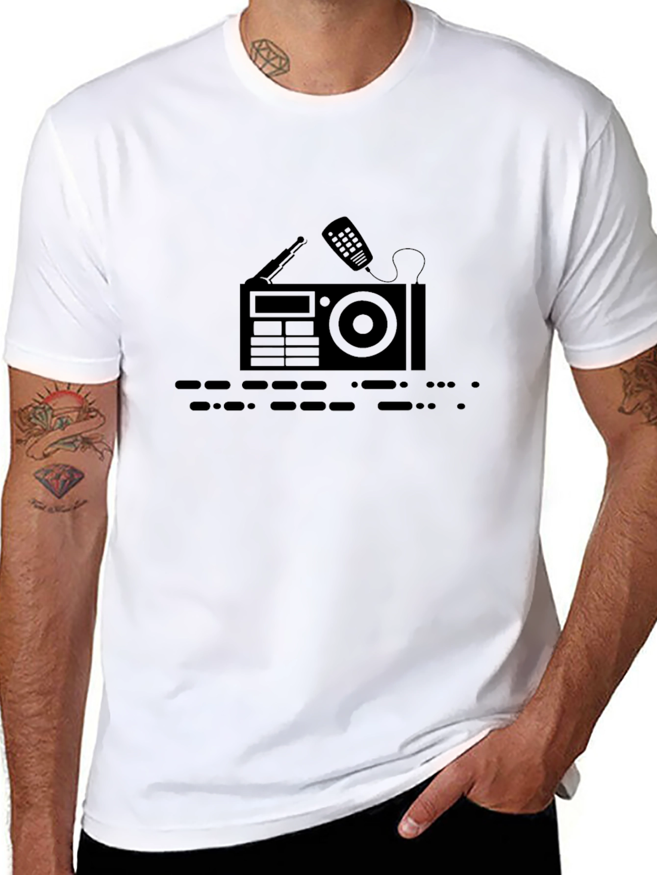Black Retro Radio Graphic Tee - Classic Style view 8