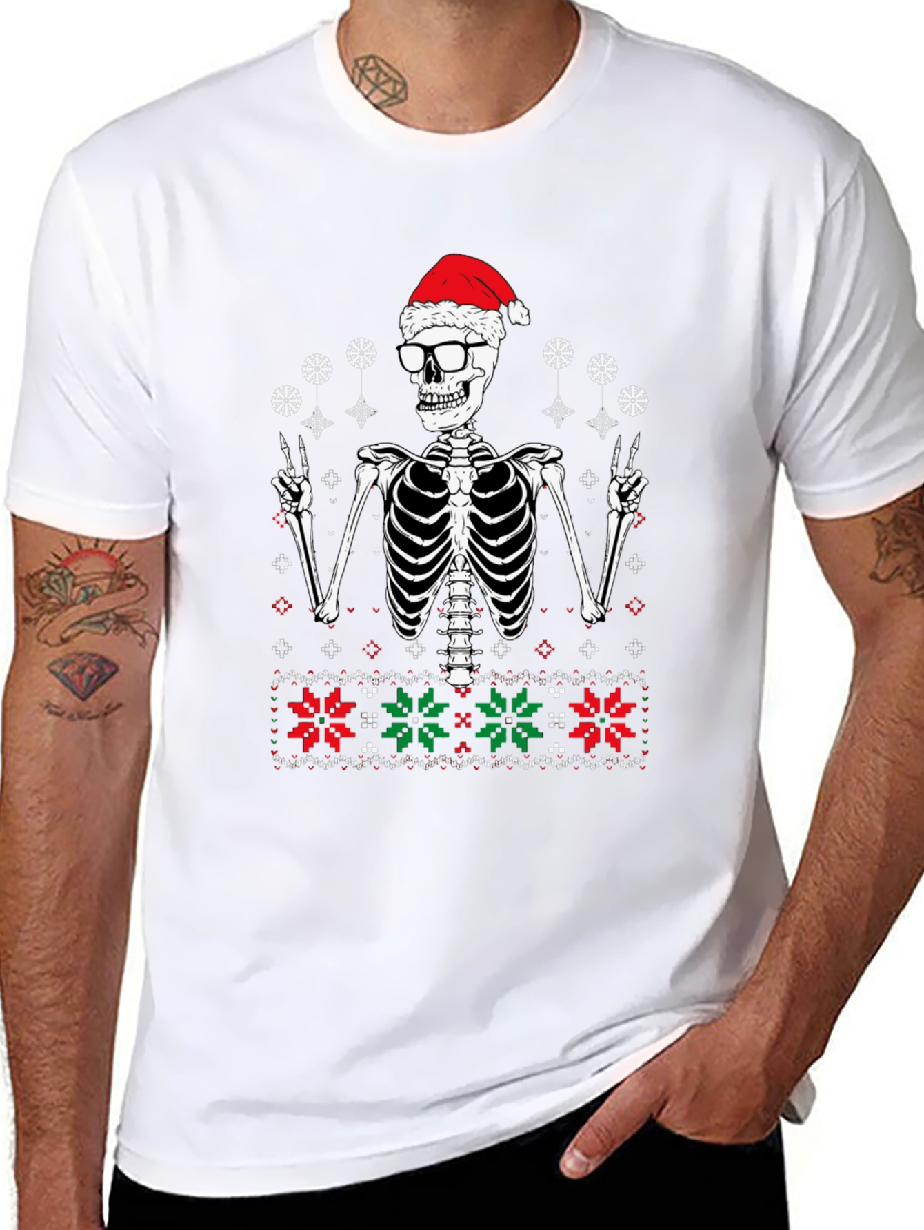 Black Christmas Skeleton Santa T-Shirt view 8
