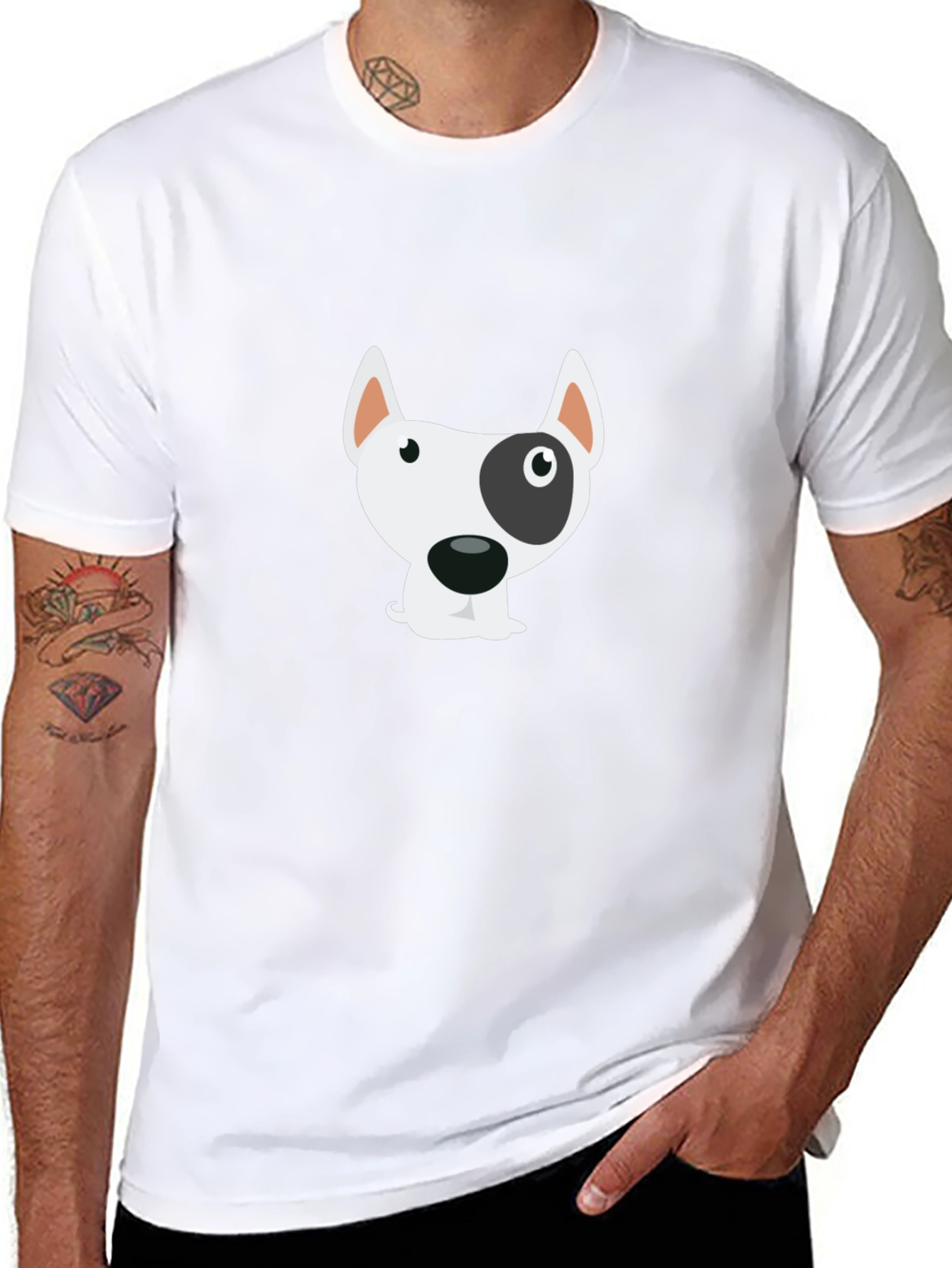 Black Cartoon Dog Graphic Black T-Shirt view 8