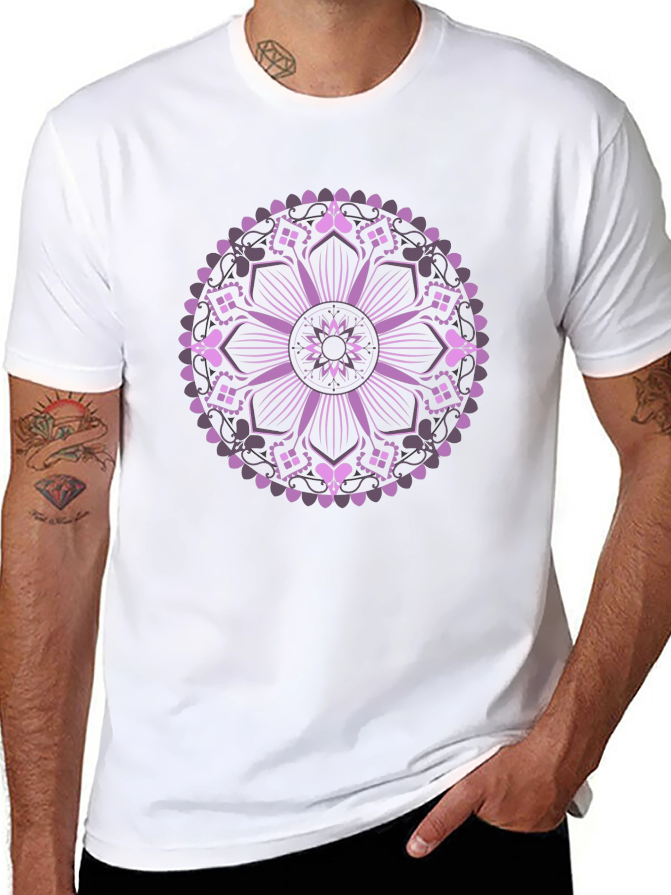 Black Mandala Graphic Print Black T-Shirt view 8