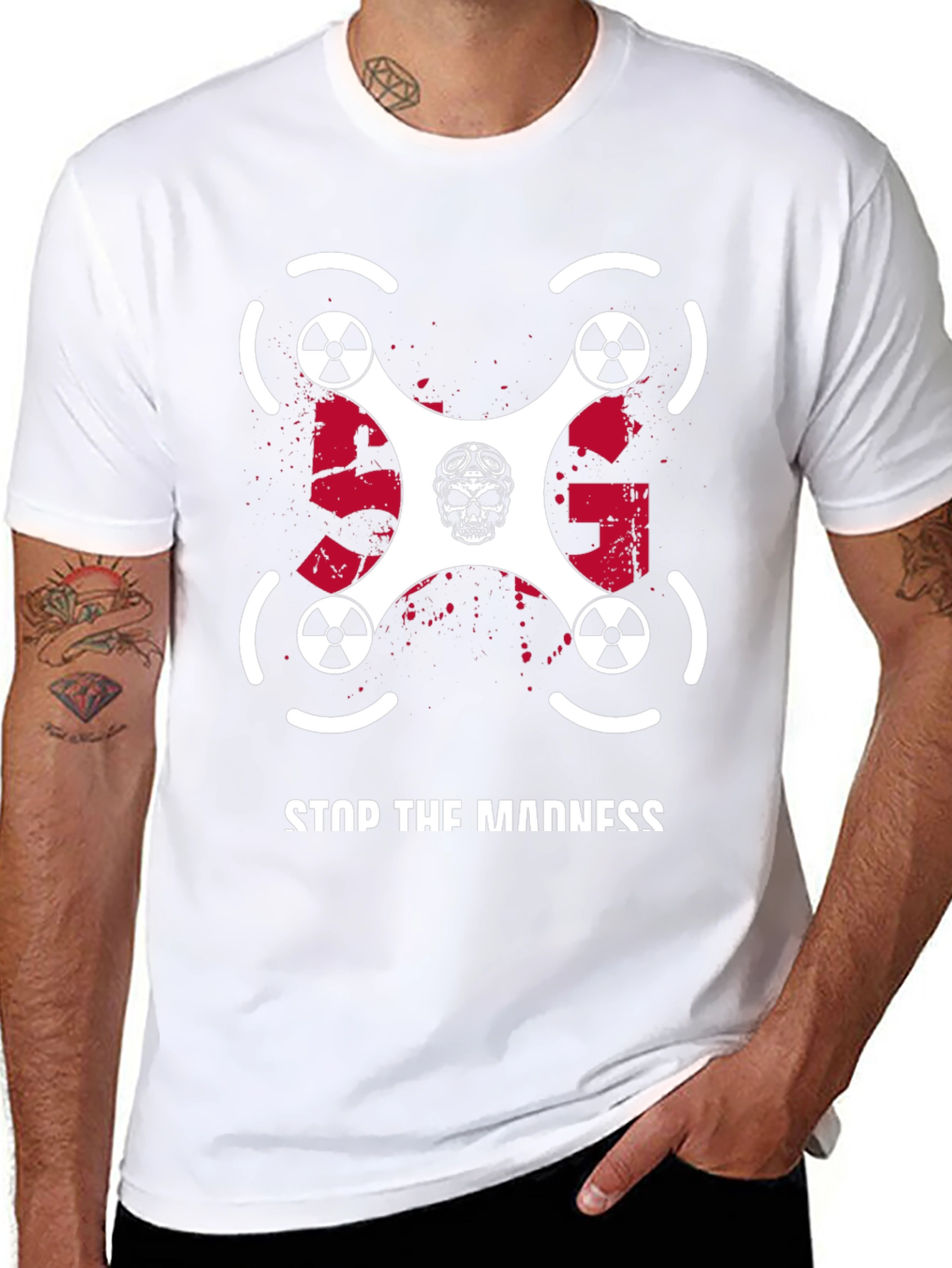 Black Stop The Madness Drone T-Shirt view 8