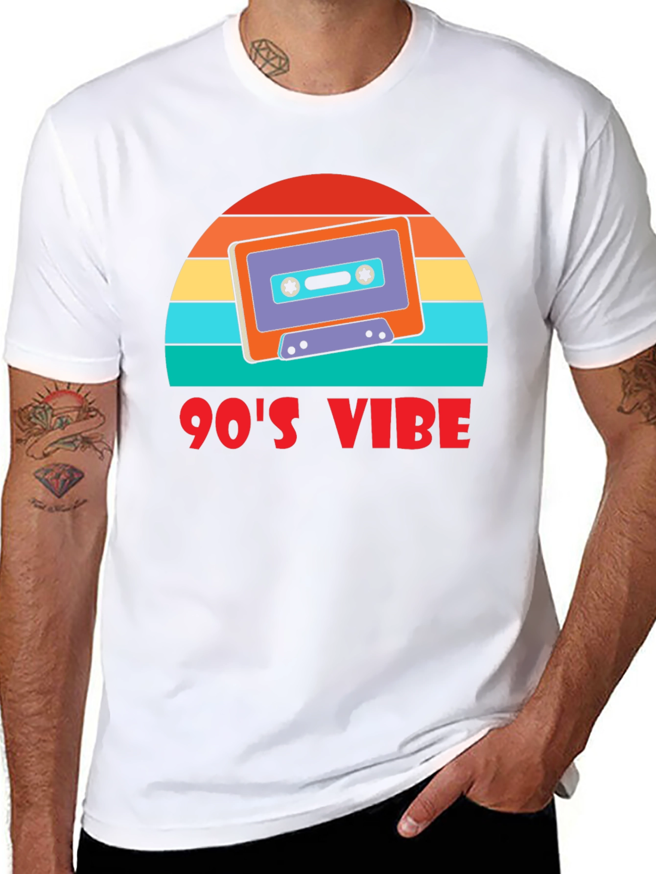 Black 90's Vibe Retro Cassette T-Shirt view 8