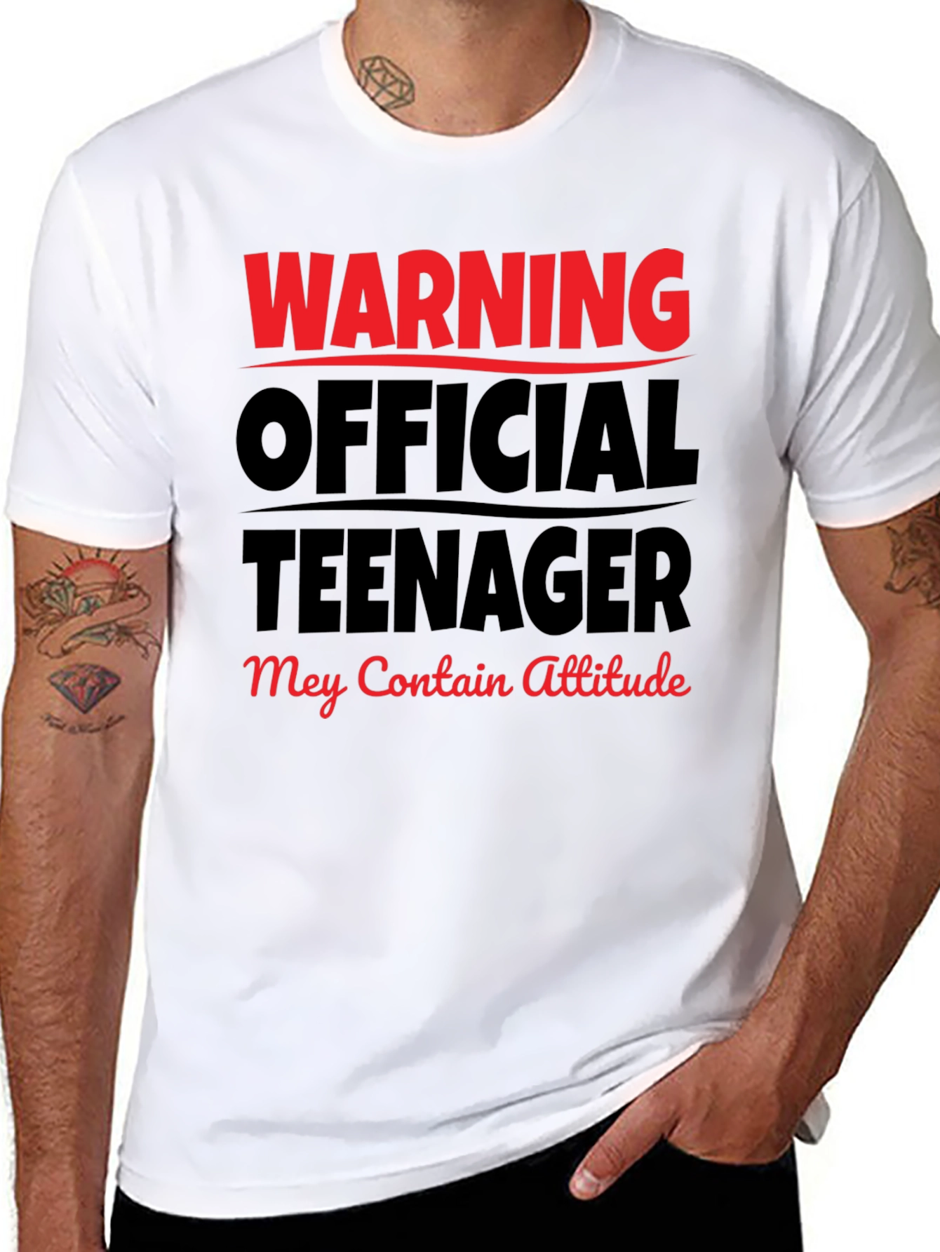 Black Warning Official Teenager T-Shirt - Attitude Included! view 8