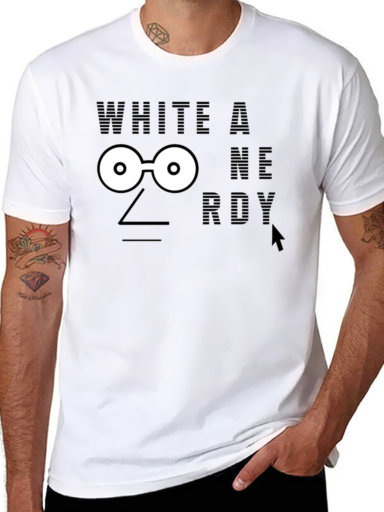 Black White a Nerd? Funny Graphic Novelty T-Shirt view 8