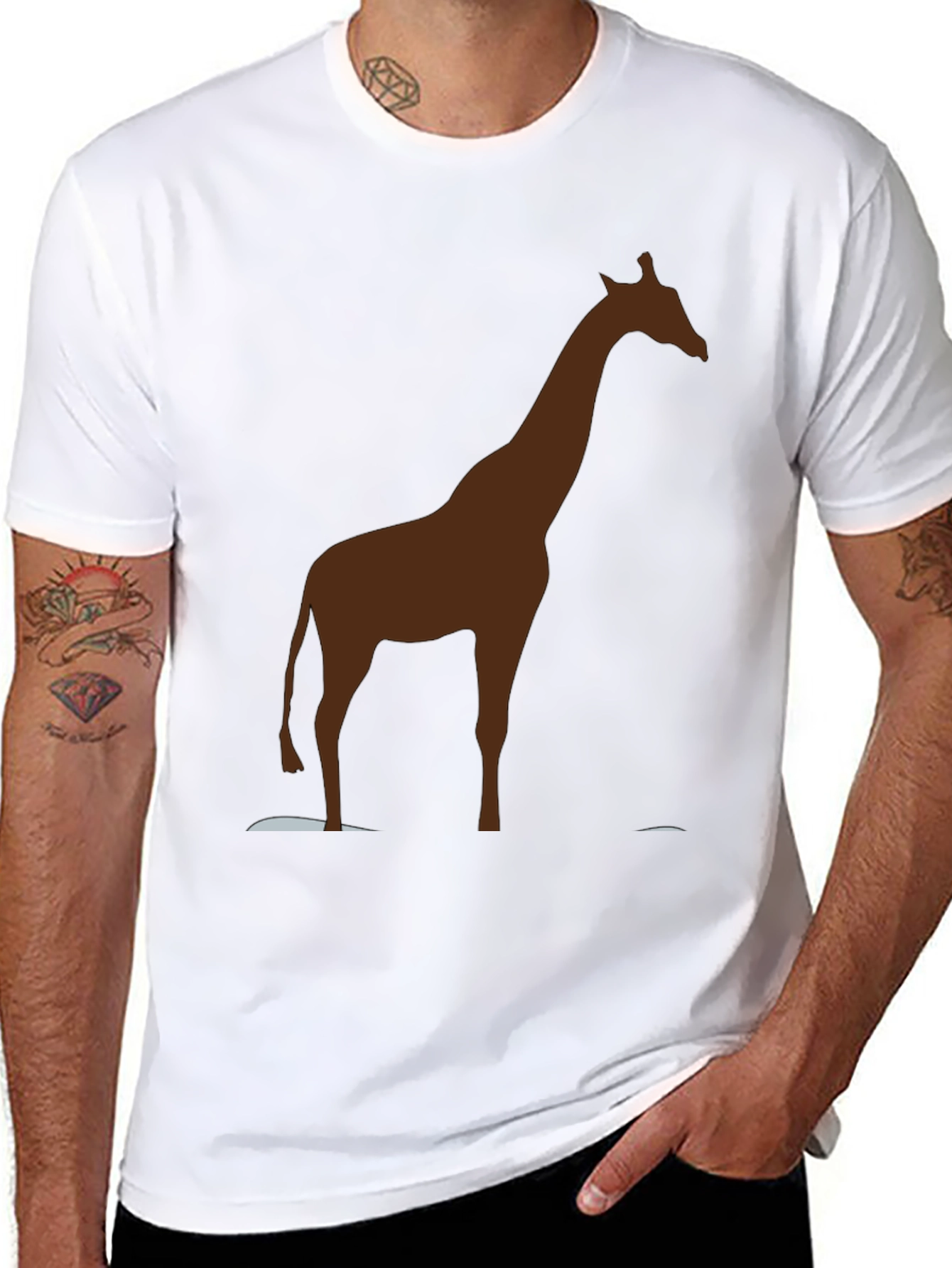 Black Giraffe Silhouette Black T-Shirt view 8