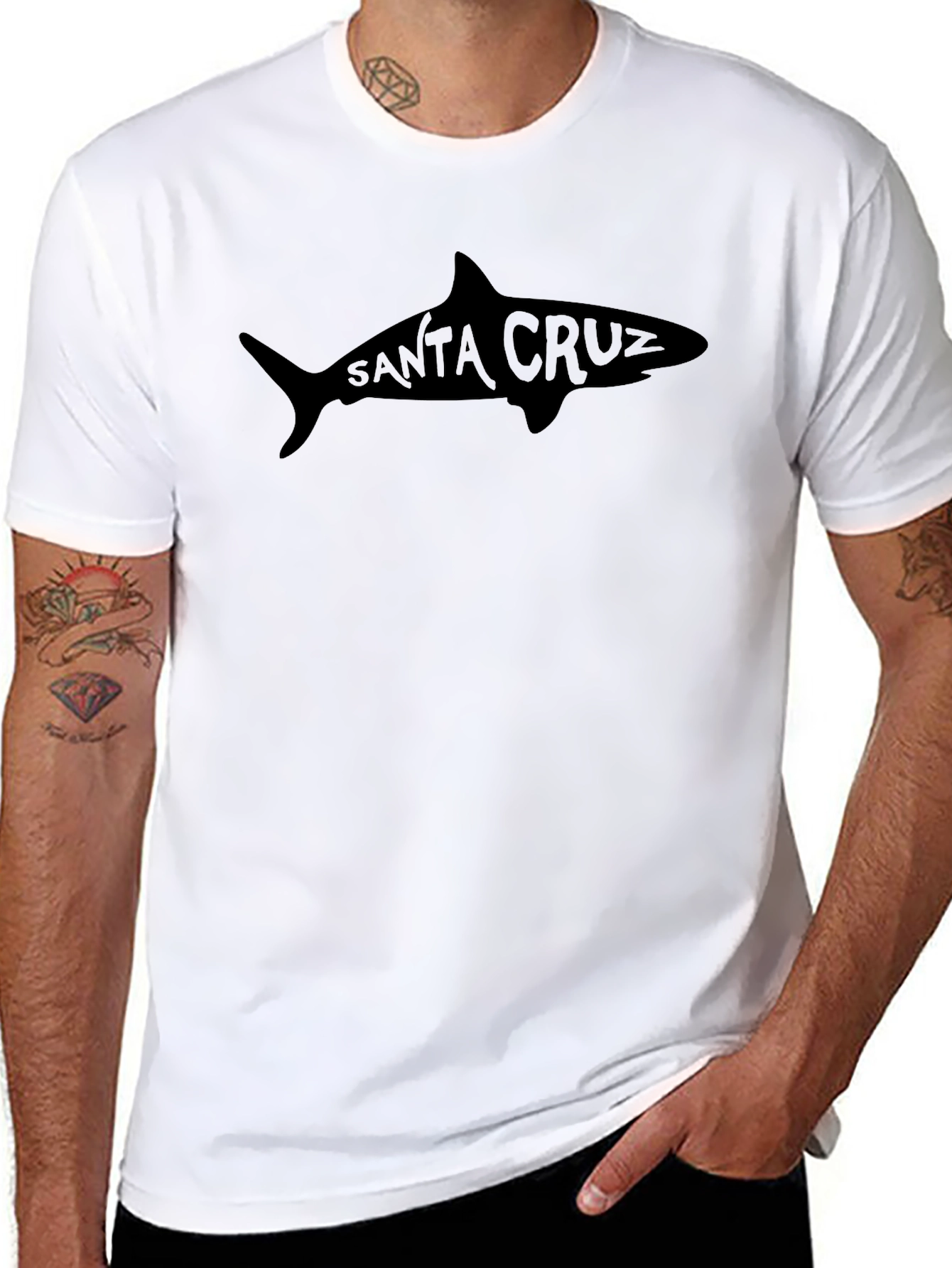 Black Santa Cruz Shark Graphic Tee - Black view 8