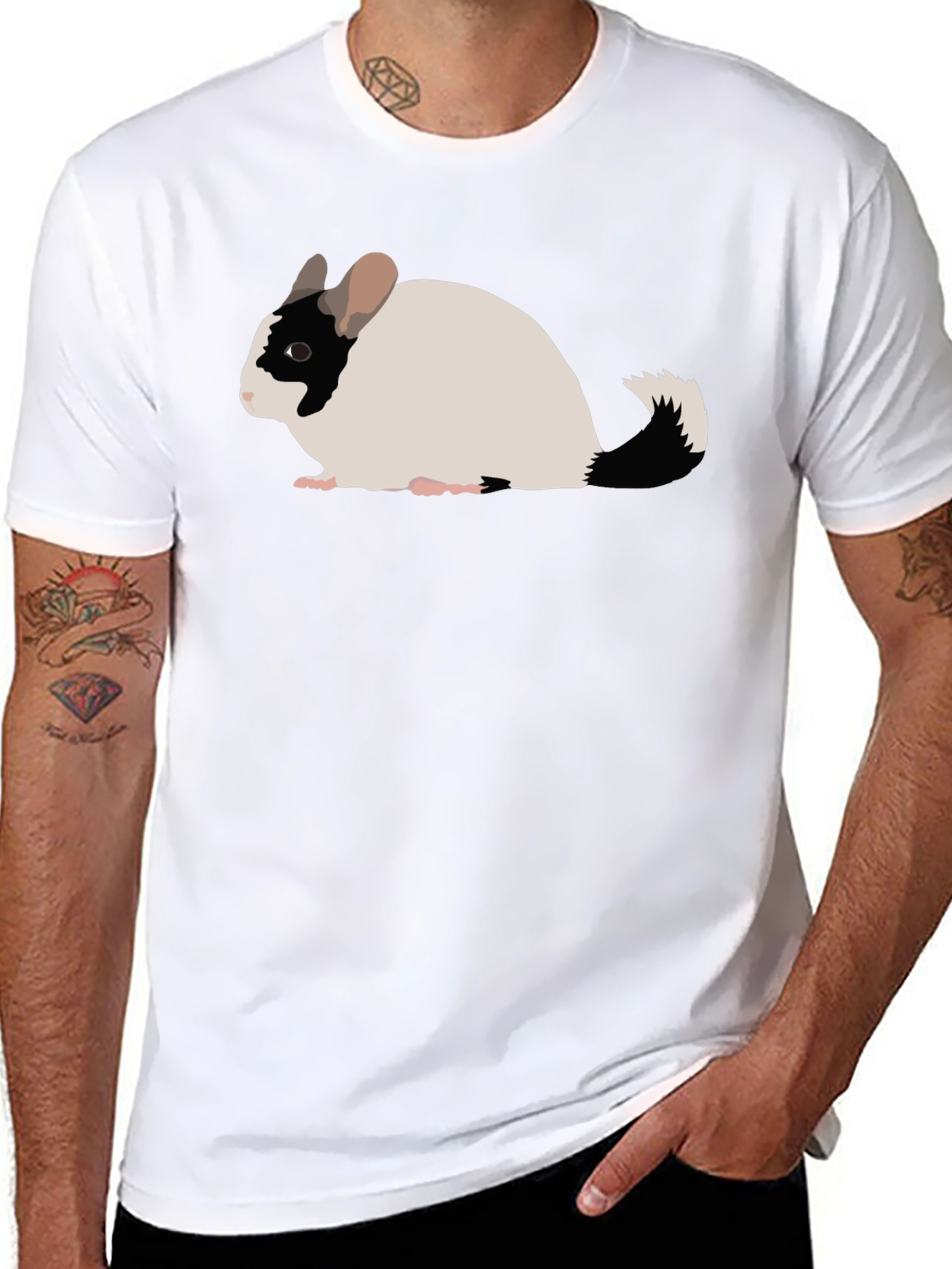 Black Chinchilla Graphic Tee - Cute Rodent Shirt view 8