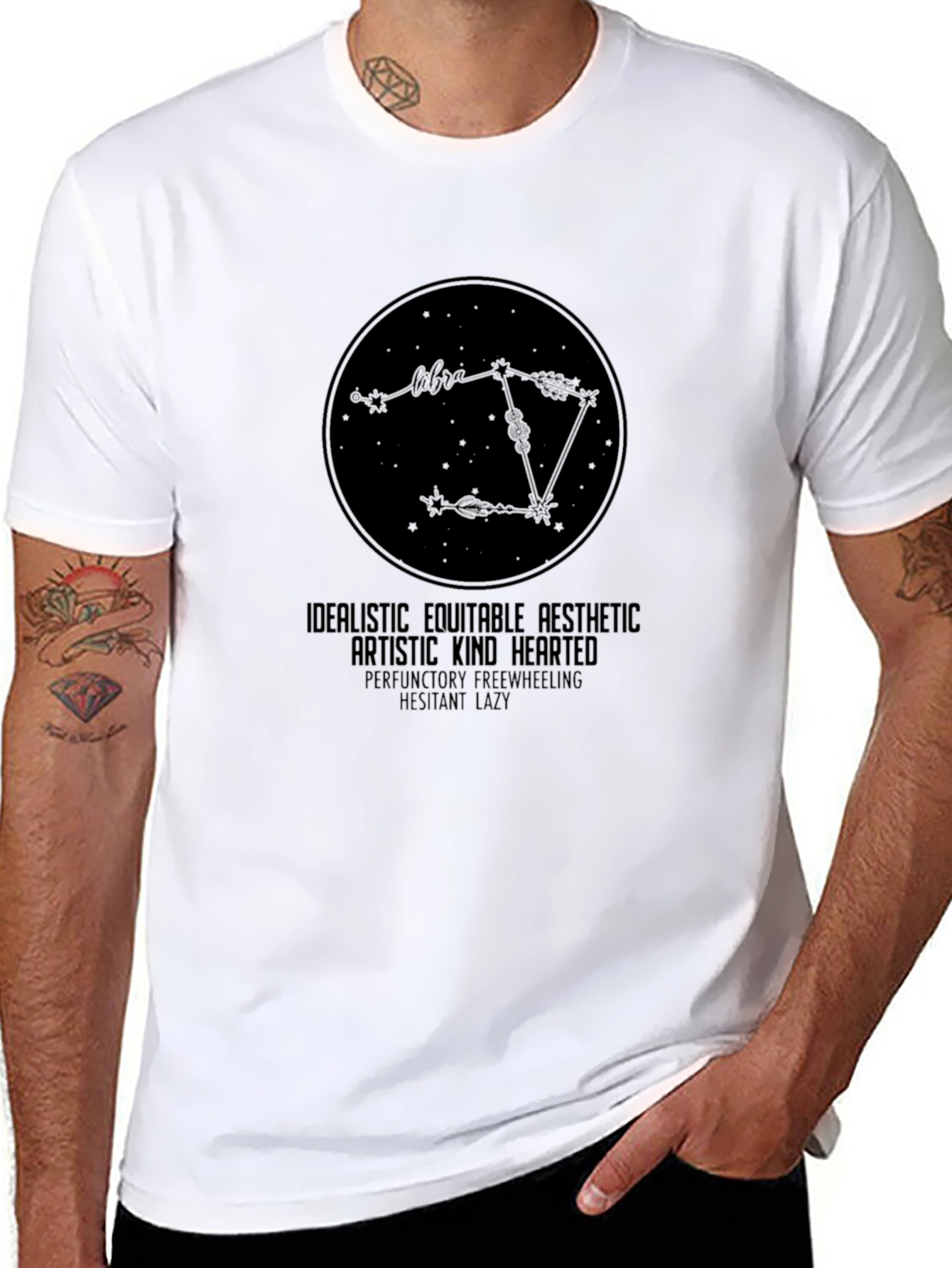 Black Libra Zodiac Sign T-Shirt - Artistic Astrological Tee view 8