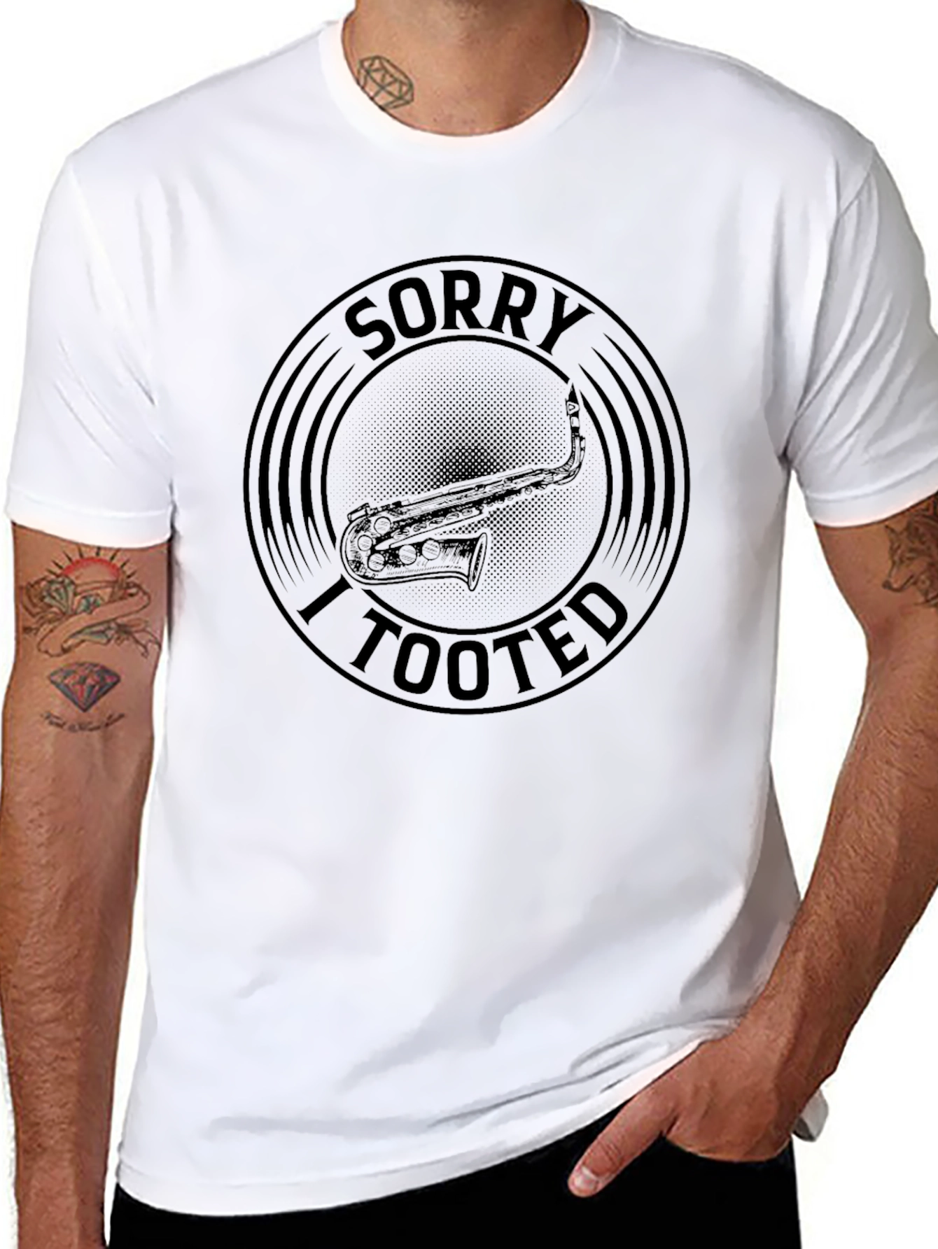 Black Sorry I Tooted Saxophone T-Shirt view 8