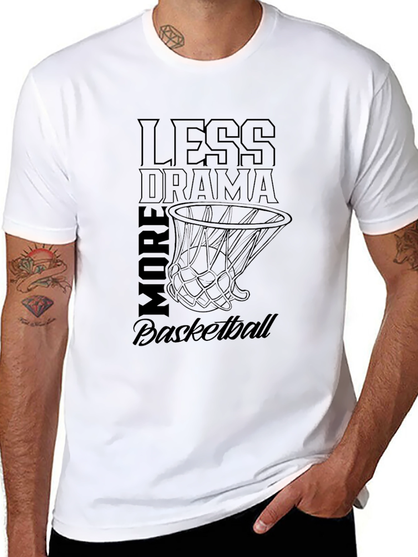 Black Less Drama More Basketball Graphic Tee view 8