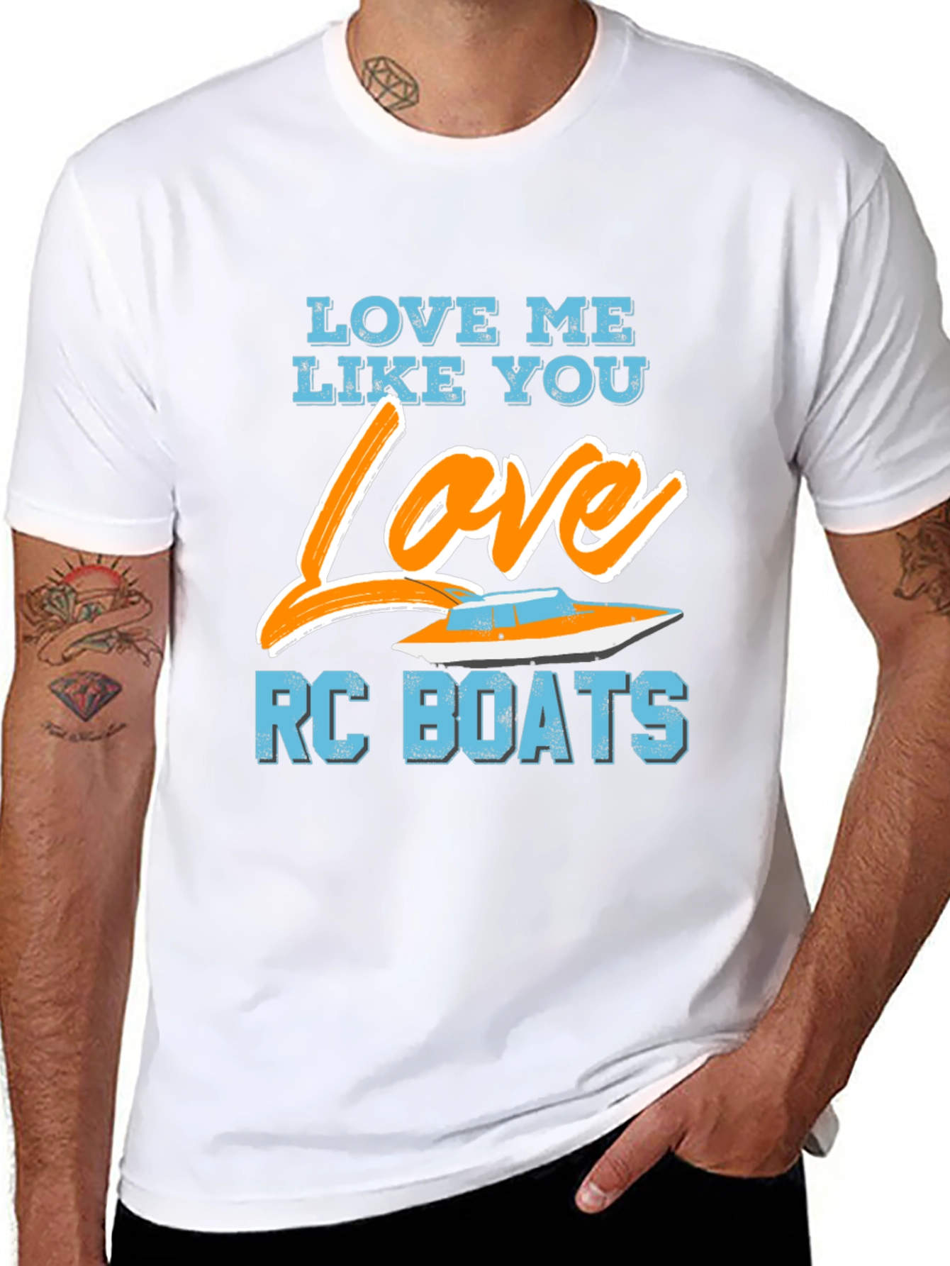 Black Love Me Like You Love RC Boats Graphic T-Shirt view 8