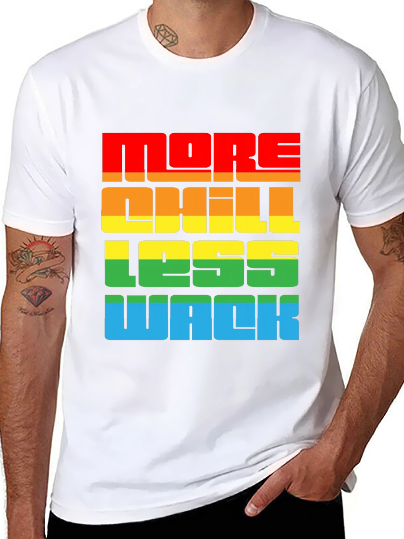 Black More Chill Less Wack Graphic Tee - Colorful Streetwear view 8