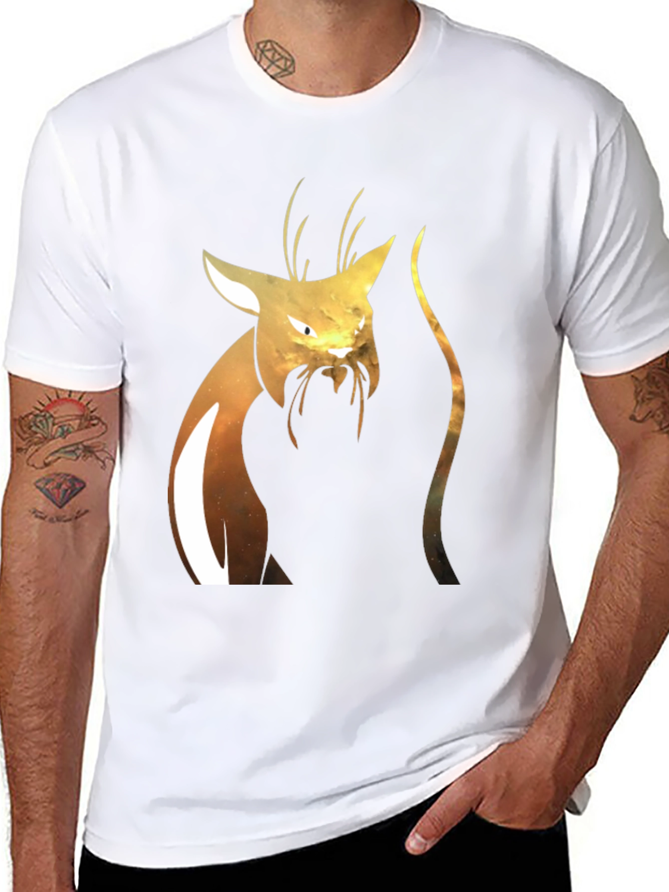 Black Abstract Cat Graphic T-Shirt view 8