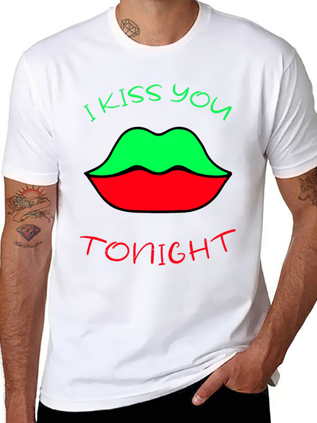 Black Kiss You Tonight Graphic Tee - Unique Lip Design view 8