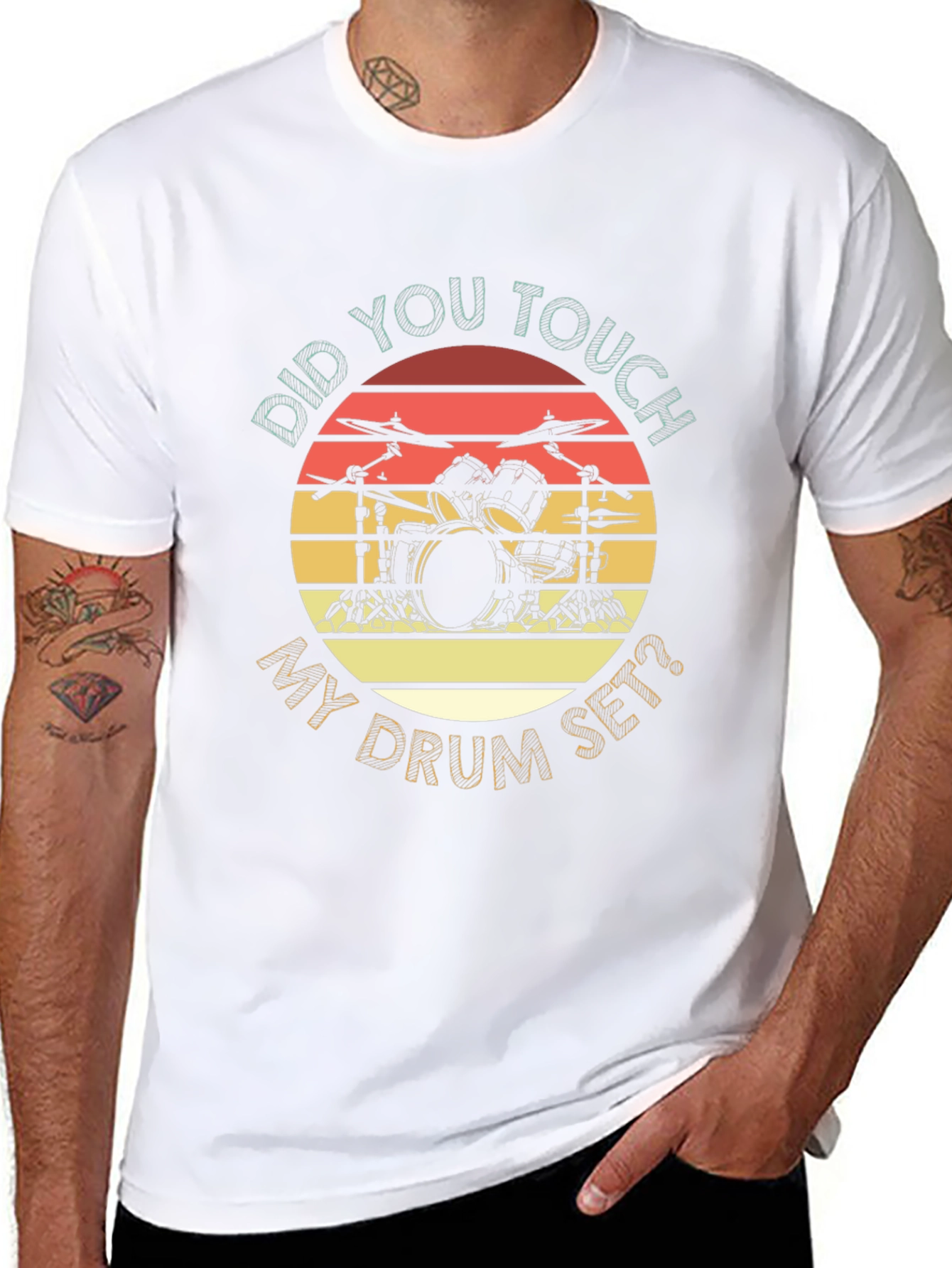 Black Retro Drum Set T-Shirt - Did You Touch My Drum Set? view 8