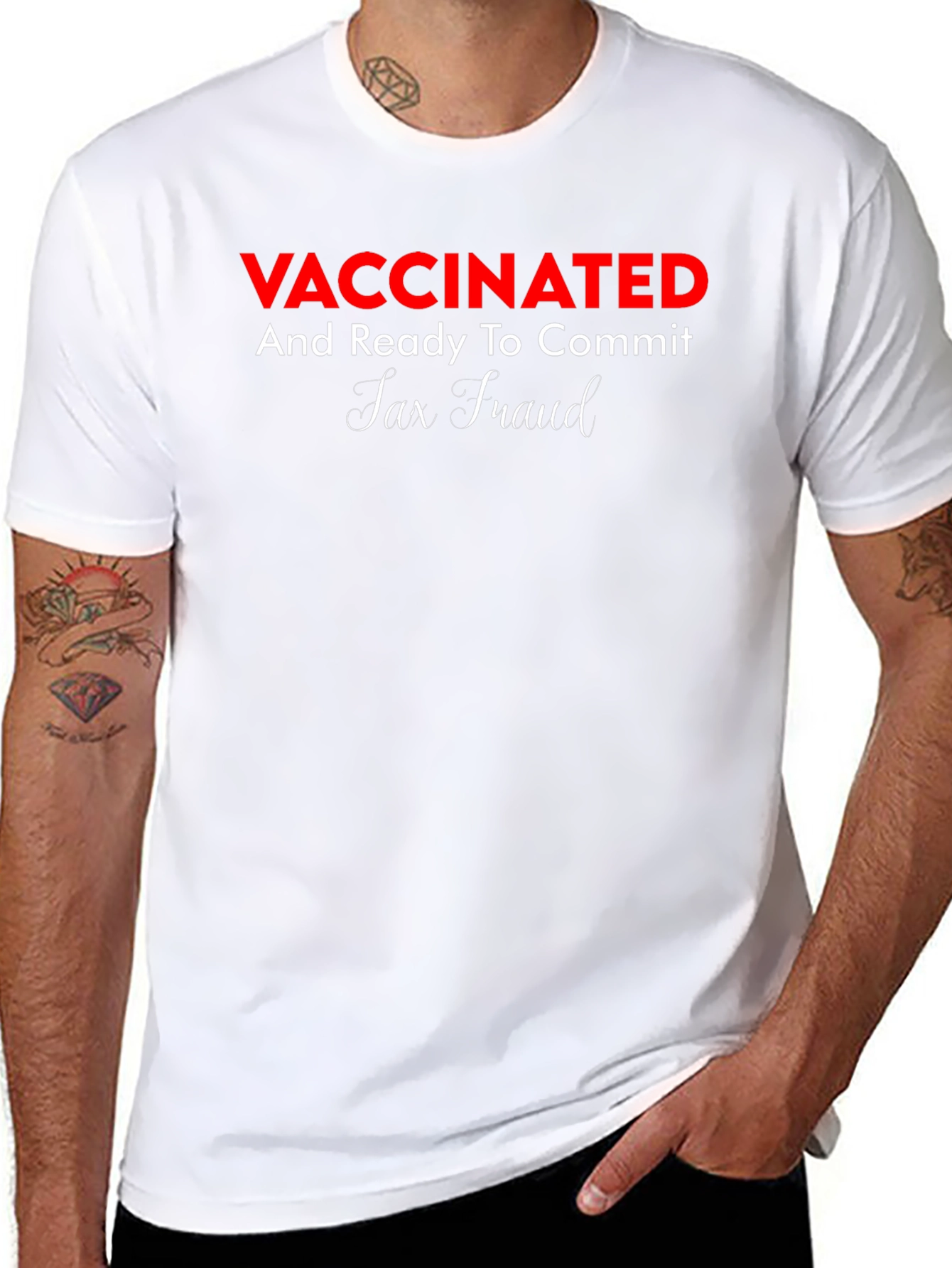 Black Vaccinated Ready To Commit Tax Fraud Tee view 8