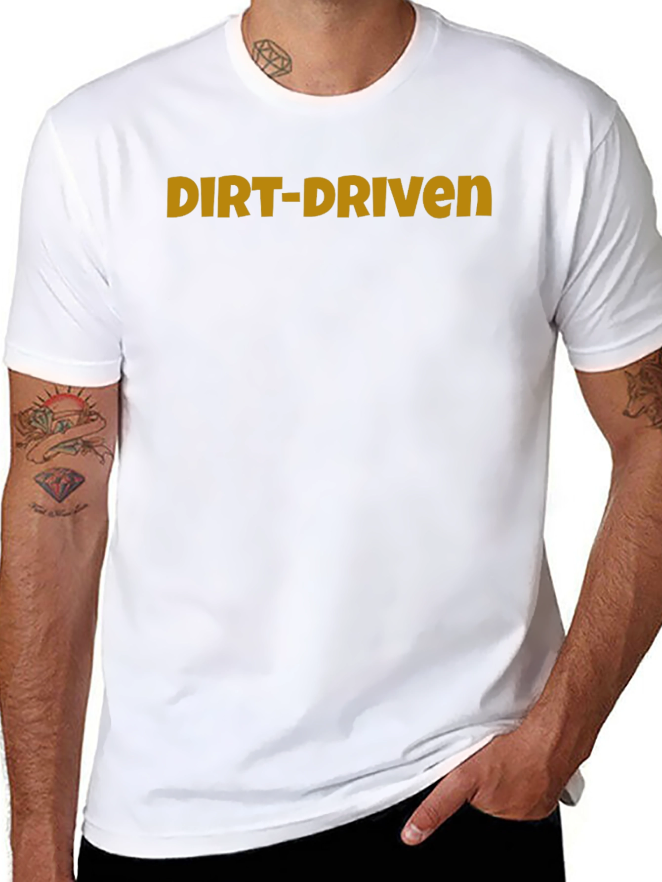 Black Dirt-Driven Graphic Tee - Black Cotton T-Shirt view 8
