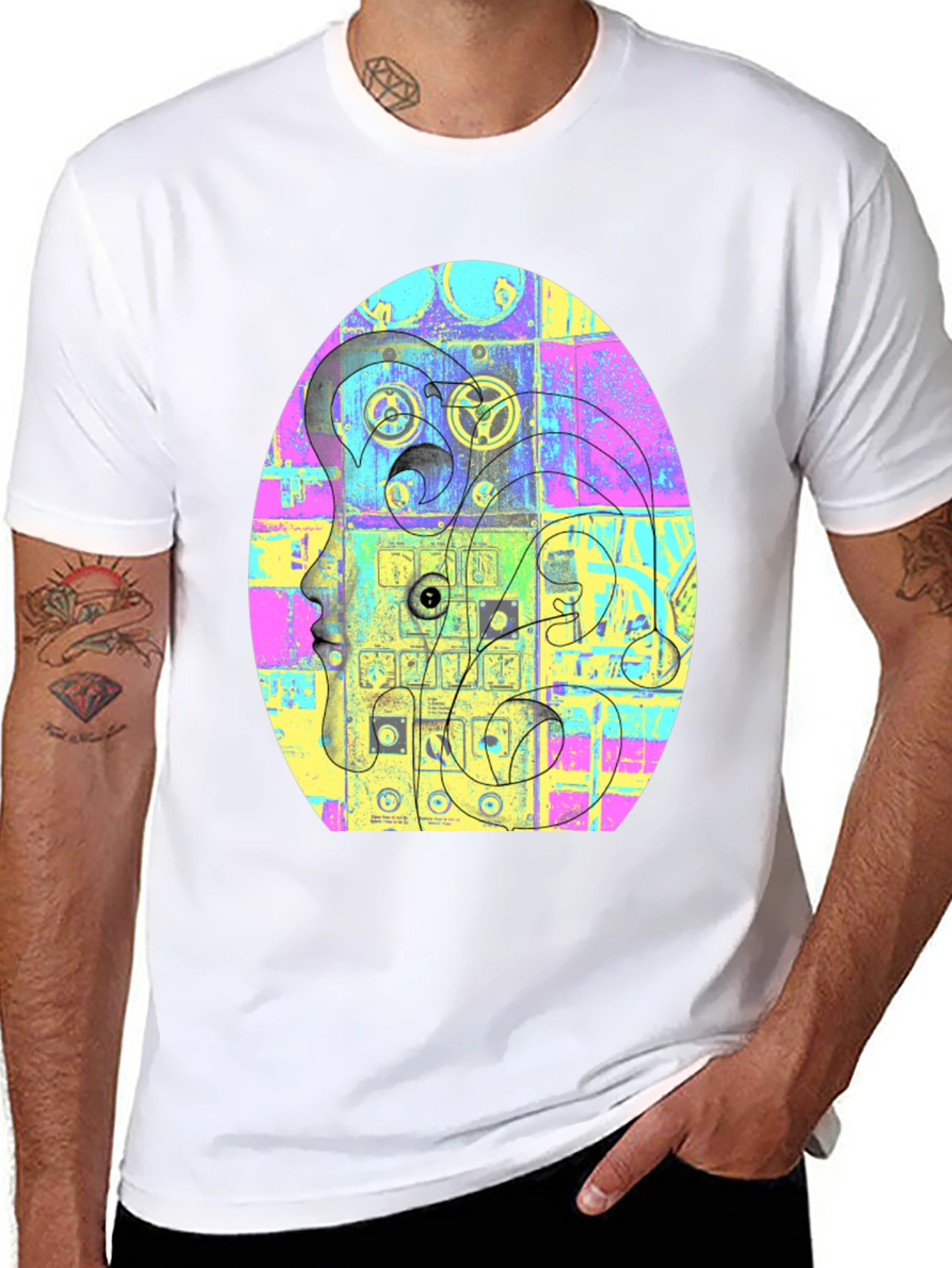 Black Abstract Face Graphic Tee - Unique Style view 8
