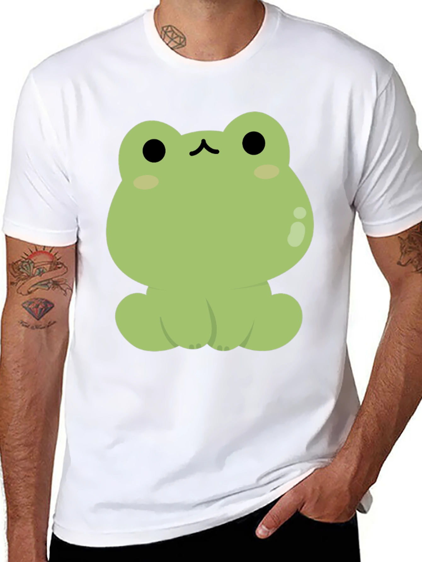 Black Cute Frog Graphic Black T-Shirt view 8