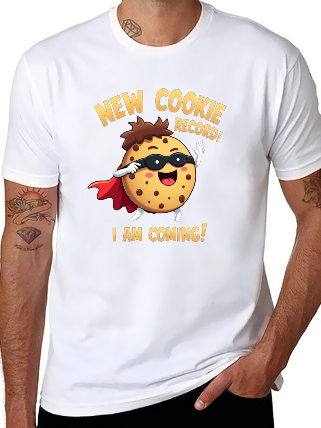 Black New Cookie Record Funny Cartoon Graphic T-Shirt view 8