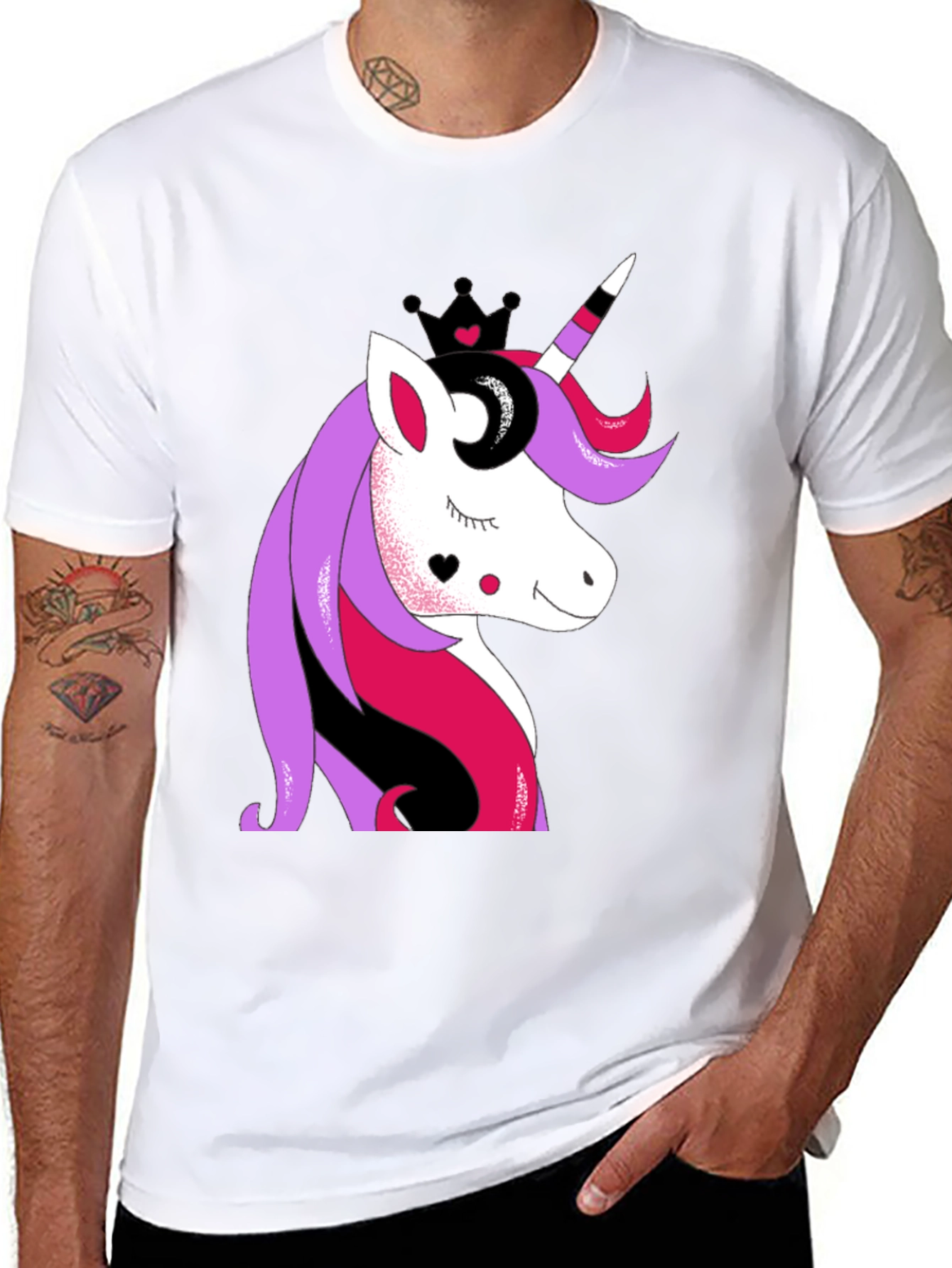 Black Unicorn Crown Graphic T-Shirt - Stylish and Fun view 8