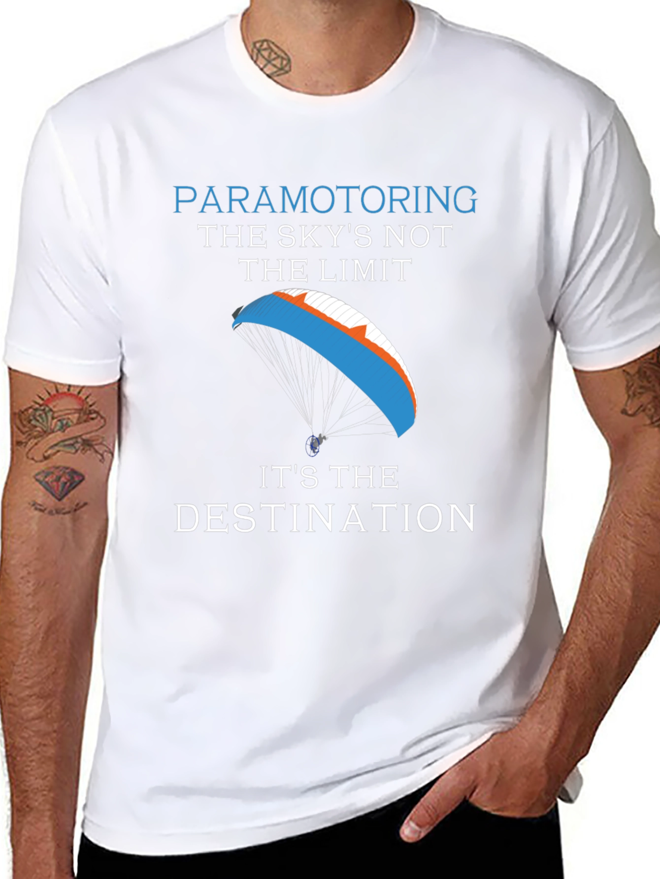 Black Paramotoring Sky's The Destination T-Shirt view 8