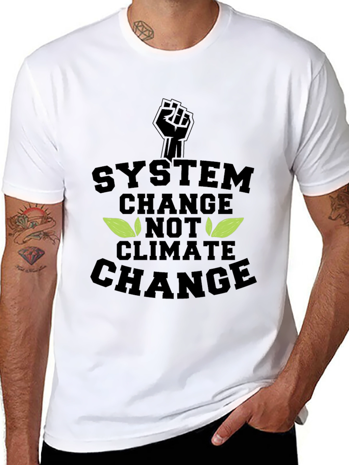 Black System Change, Not Climate Change Graphic Tee view 8