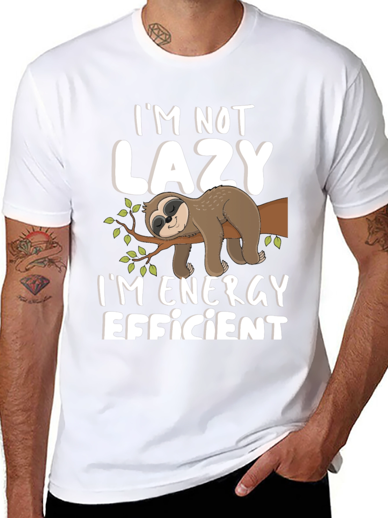 Black I'm Not Lazy Sloth T-Shirt view 8