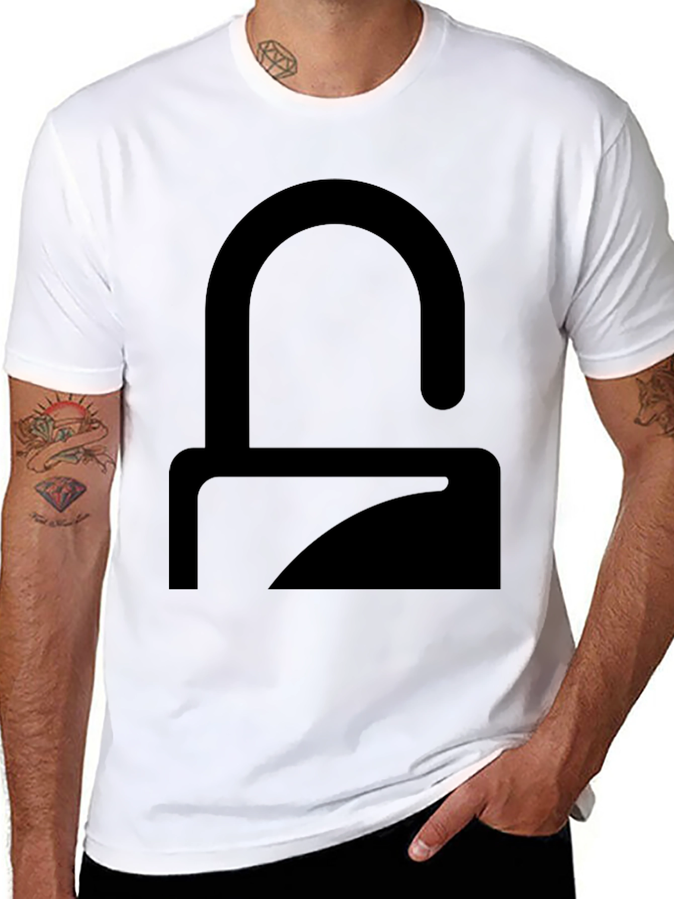 Black Modern Minimalist Graphic T-Shirt - Solid Black view 8