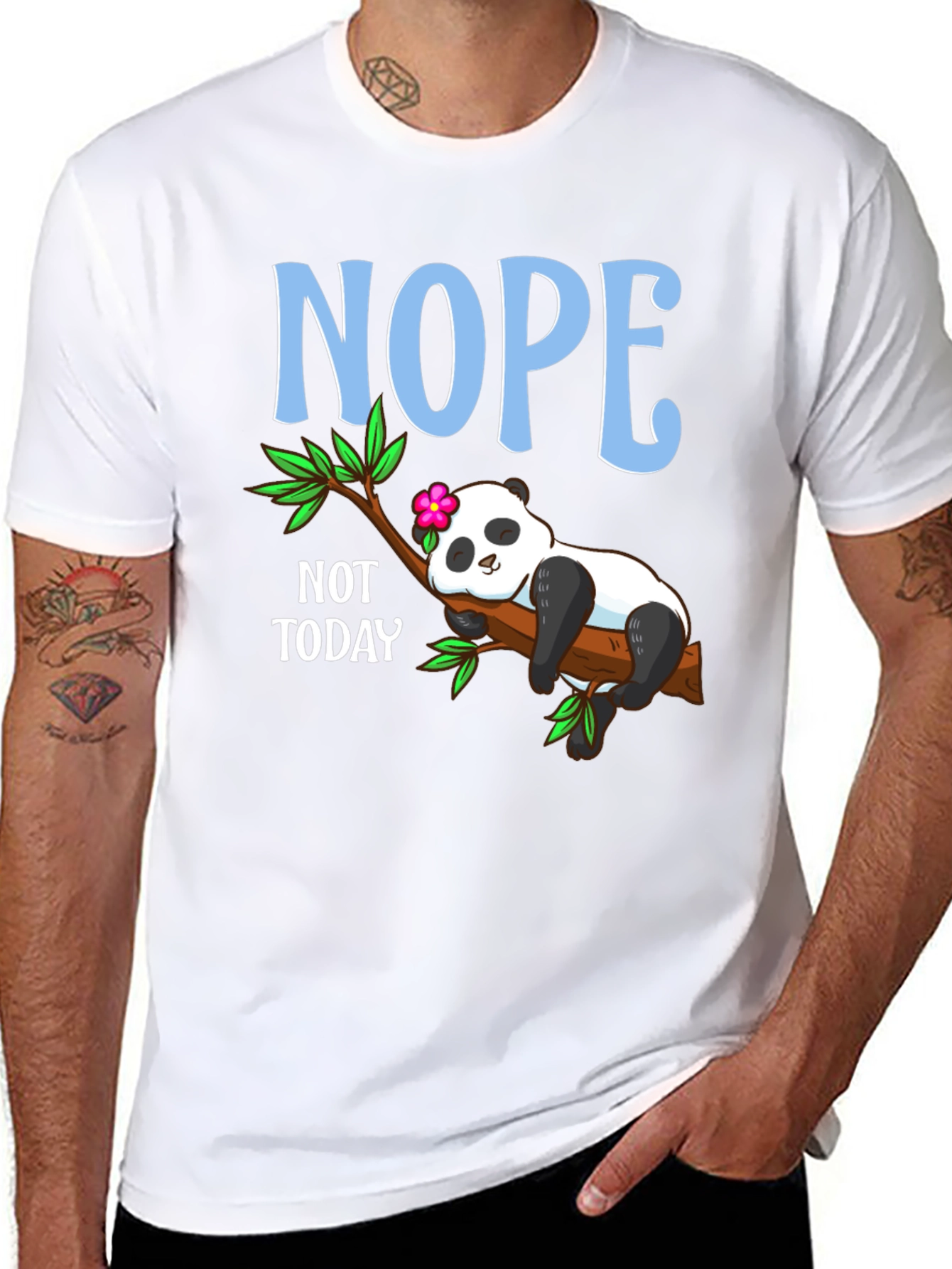 Black Nope Not Today Panda T-Shirt view 8